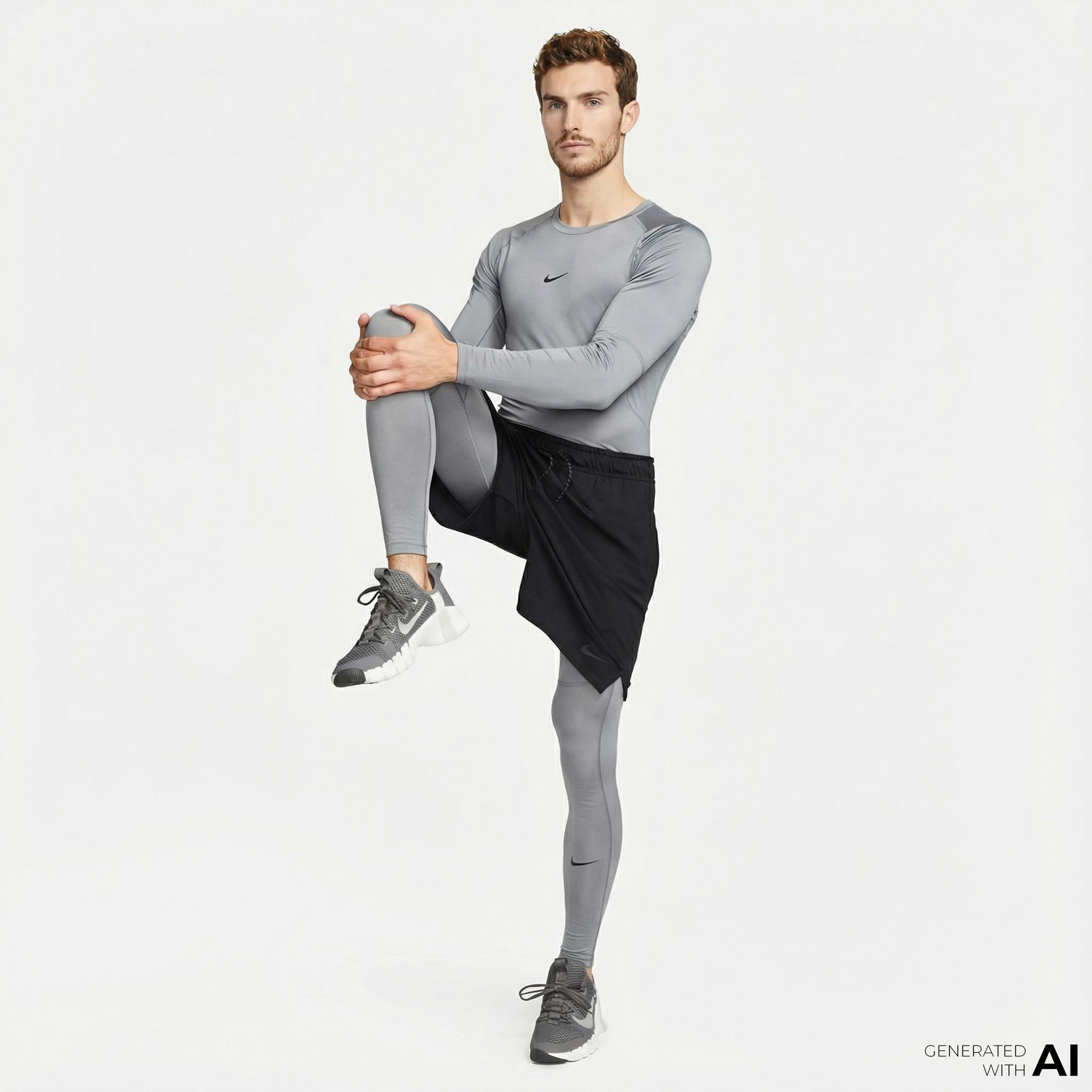 Nike Pro Dri-Fit Top Erkek Gri Uzun Kollu T-Shirt