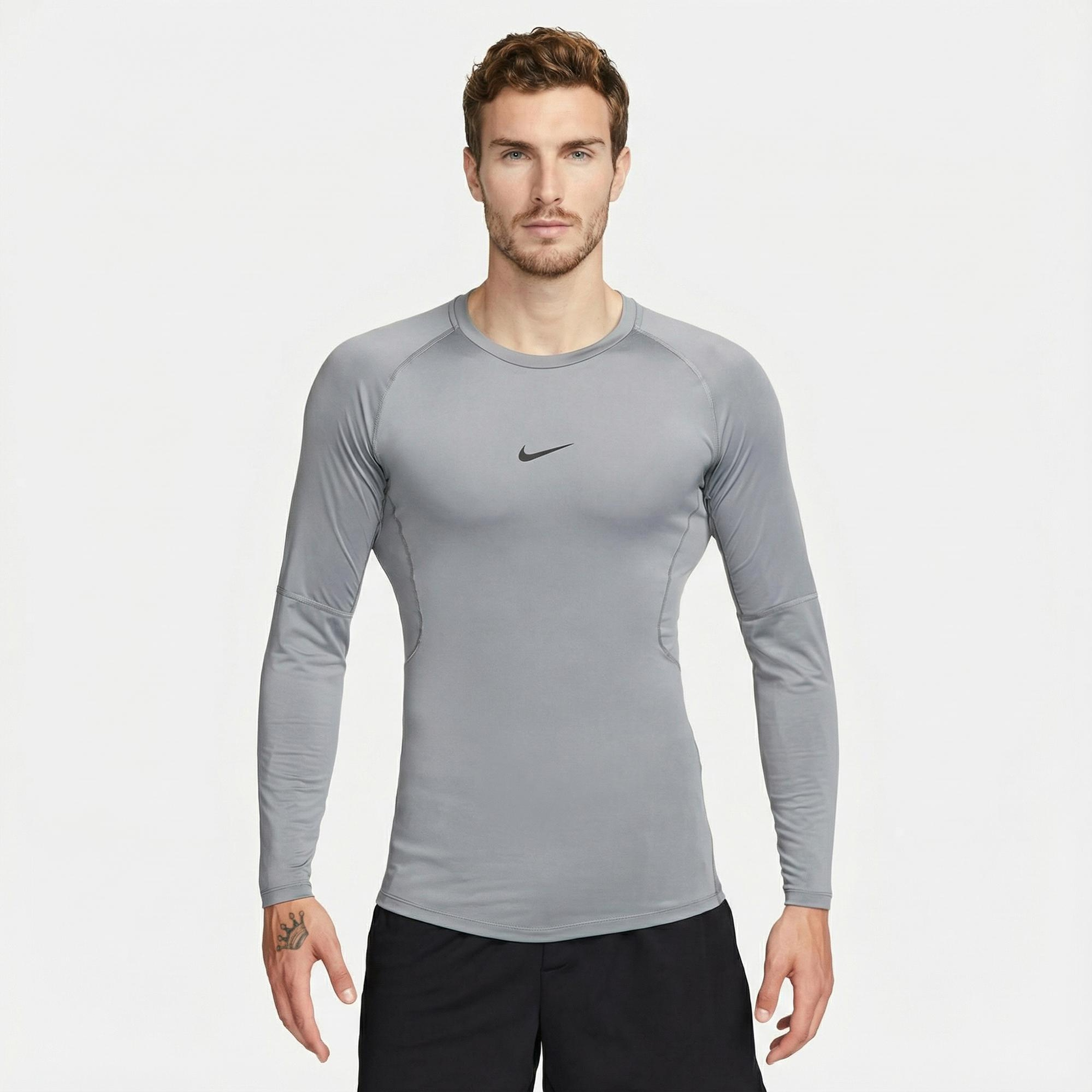 Nike Pro Dri-Fit Top Erkek Gri Uzun Kollu T-Shirt