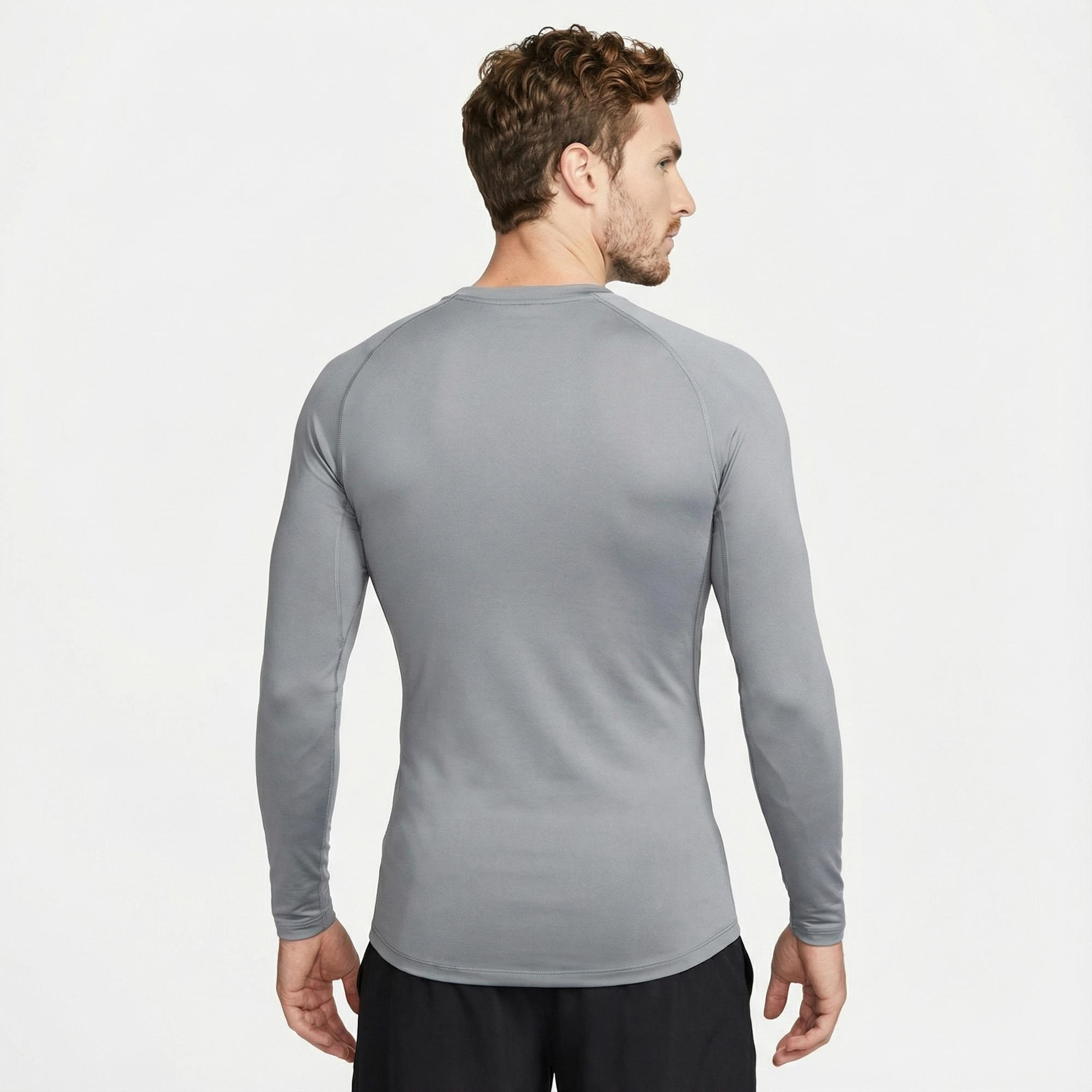 Nike Pro Dri-Fit Top Erkek Gri Uzun Kollu T-Shirt