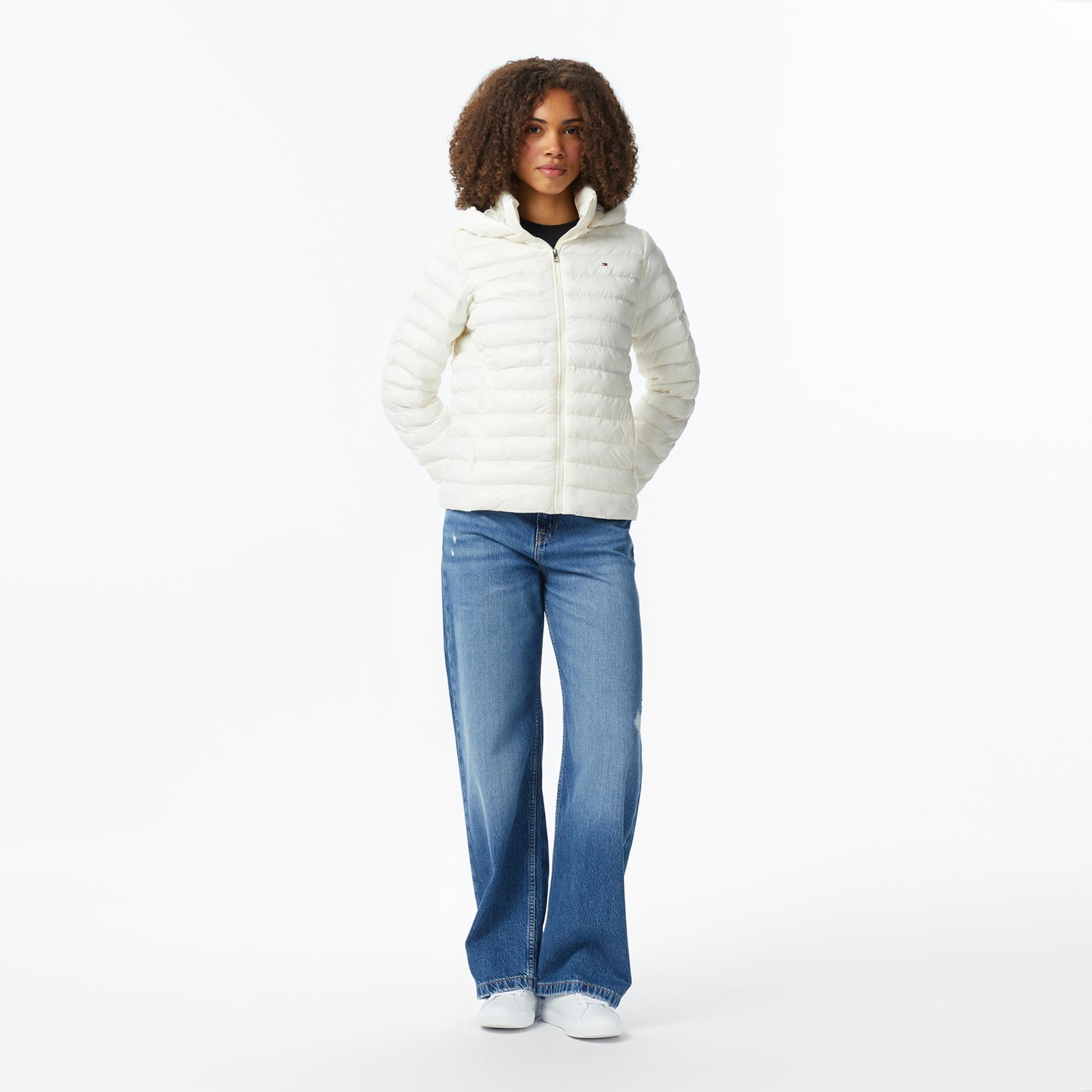 Tommy Hilfiger Padded Slim Kadın Puffer Beyaz Mont
