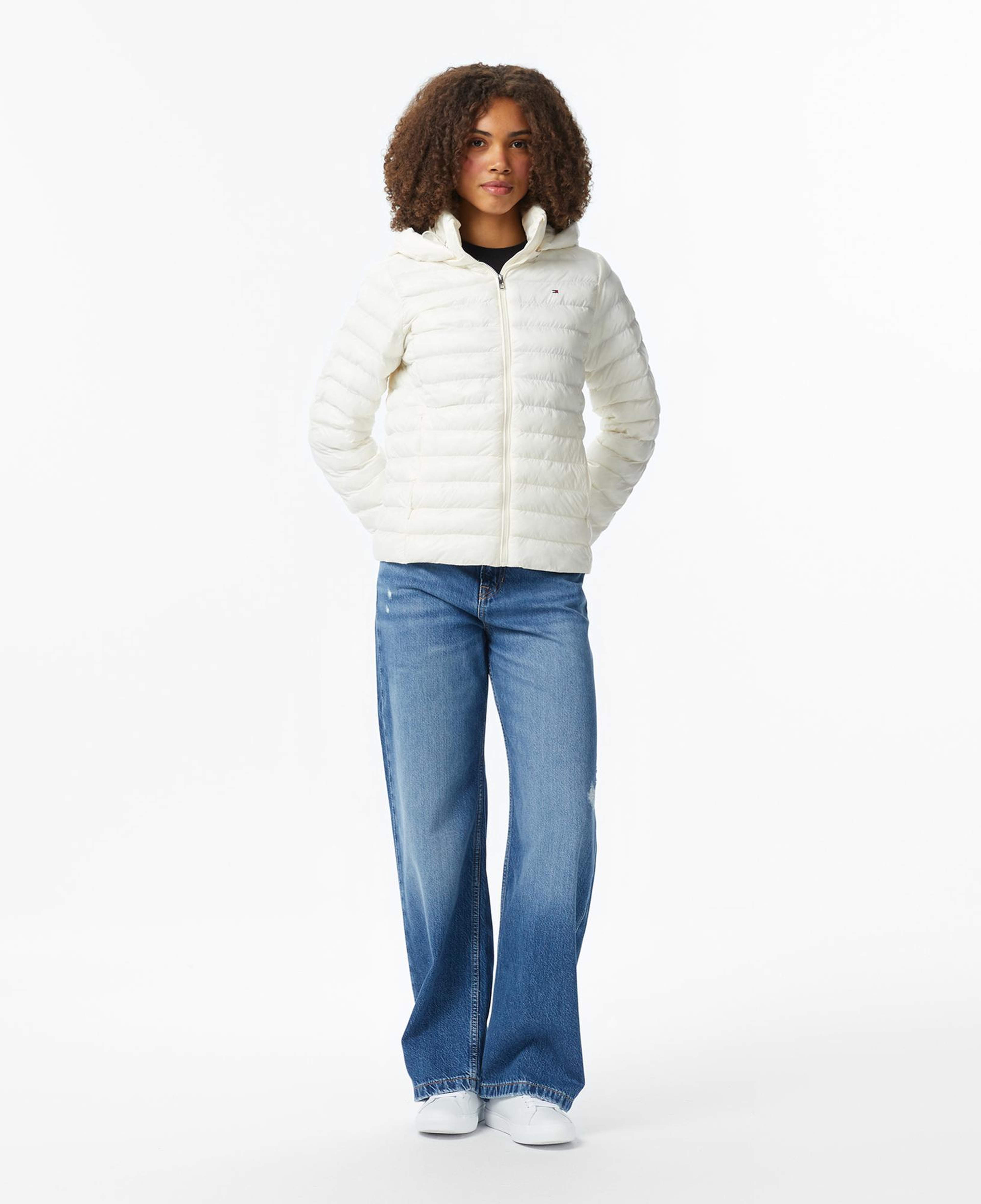 Tommy Hilfiger Padded Slim Kadın Puffer Beyaz Mont