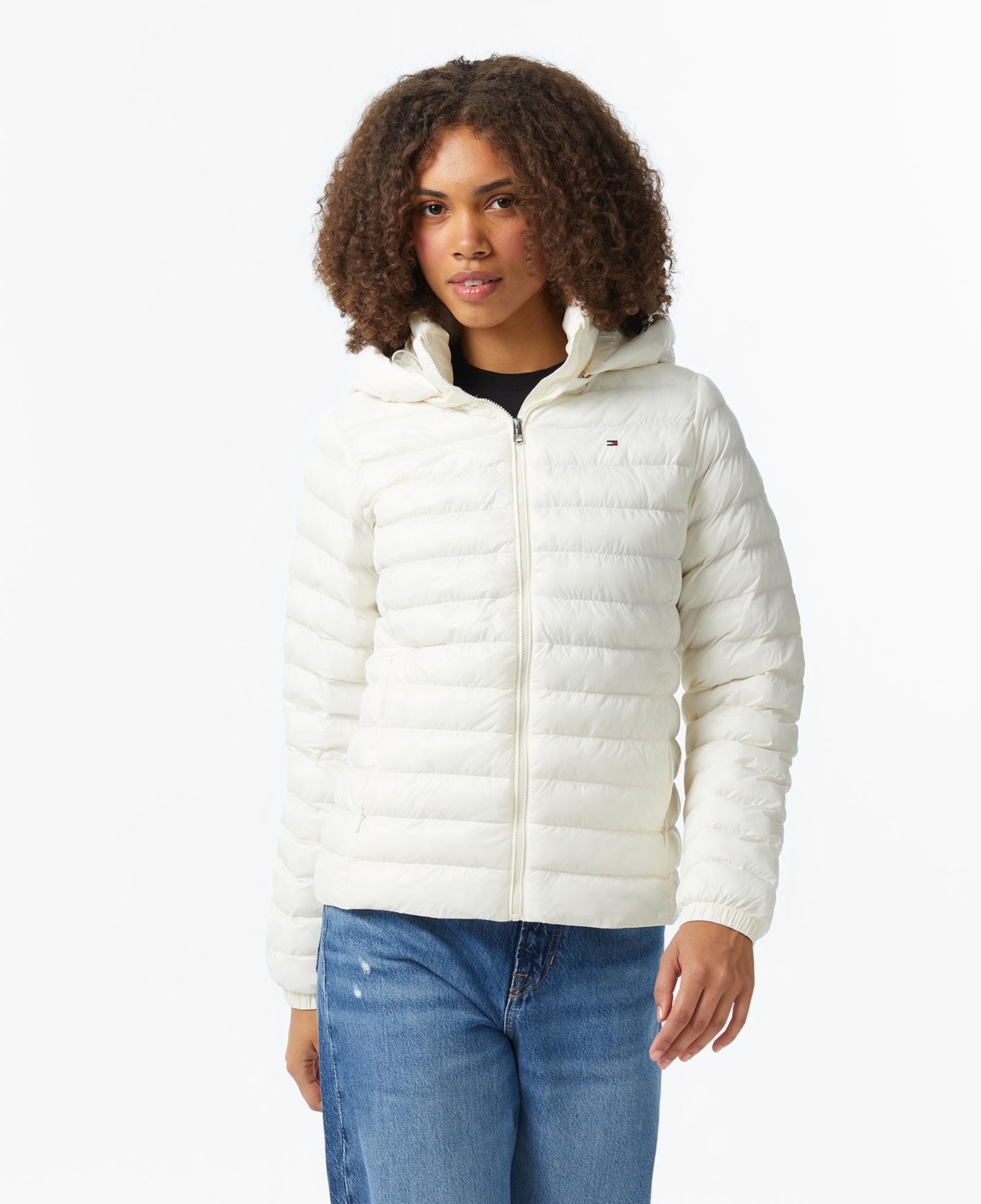 Tommy Hilfiger Padded Slim Kadın Puffer Beyaz Mont