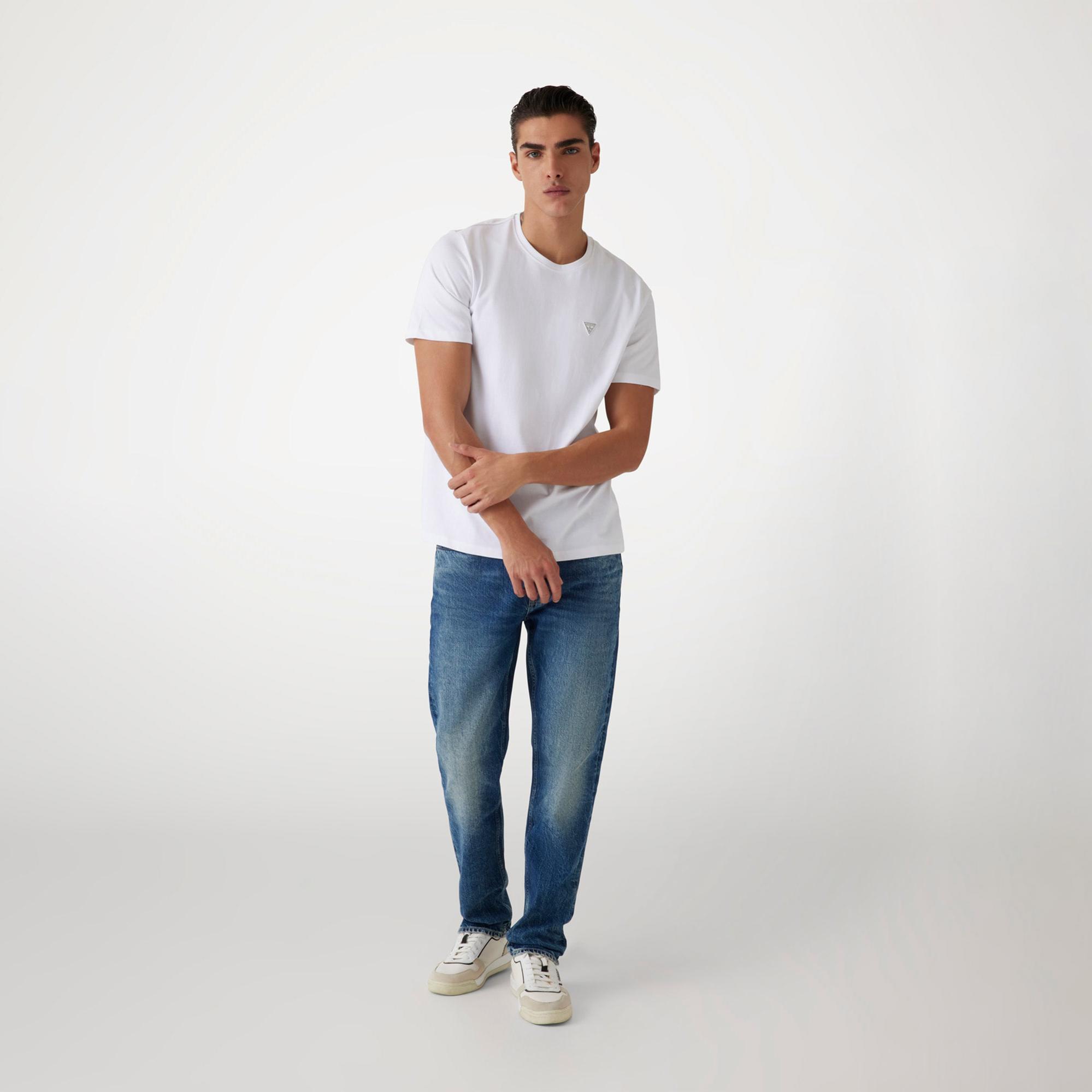 Guess Patch Regular Fit Erkek Beyaz T-Shirt