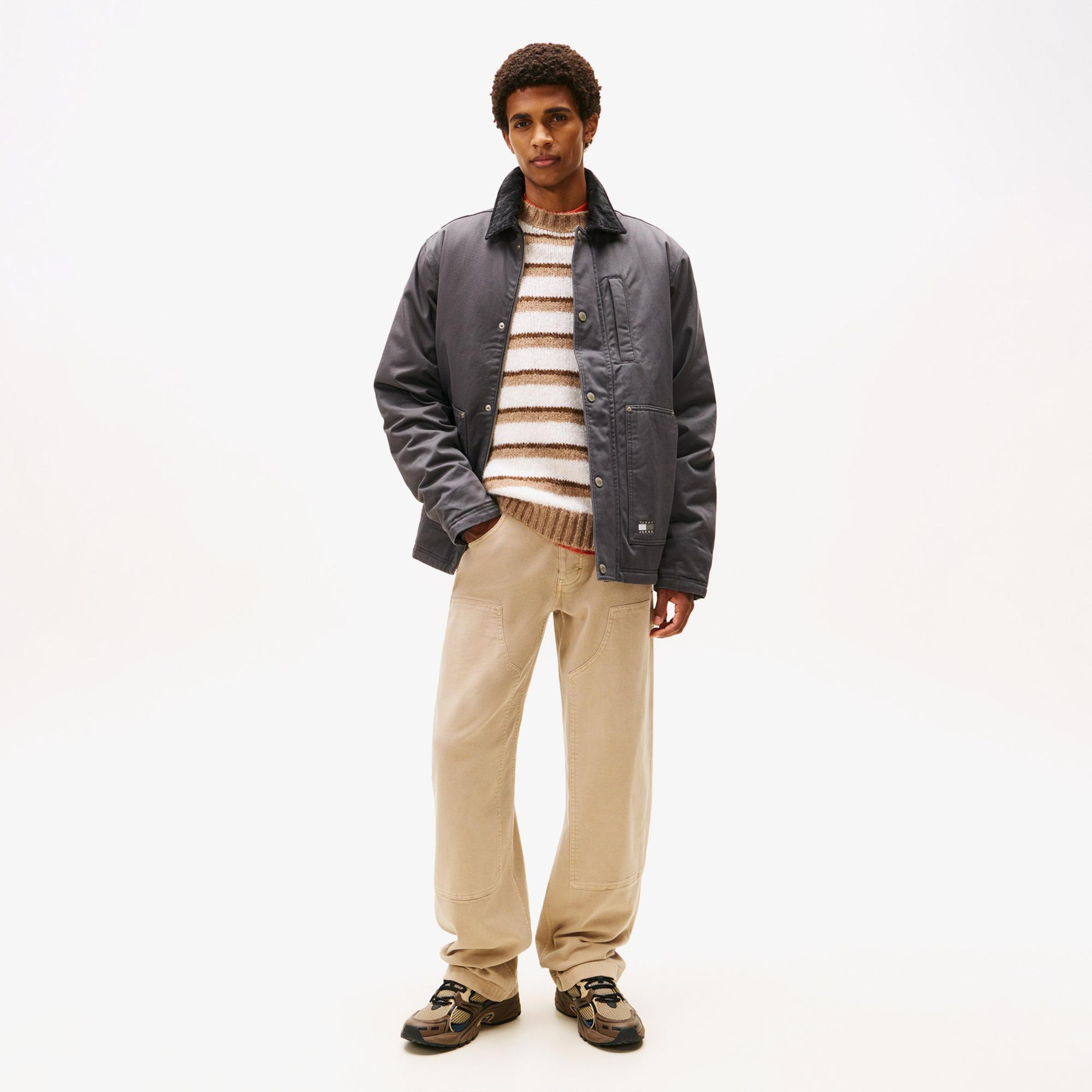 Tommy Jeans Twill Chore Erkek Gri Ceket