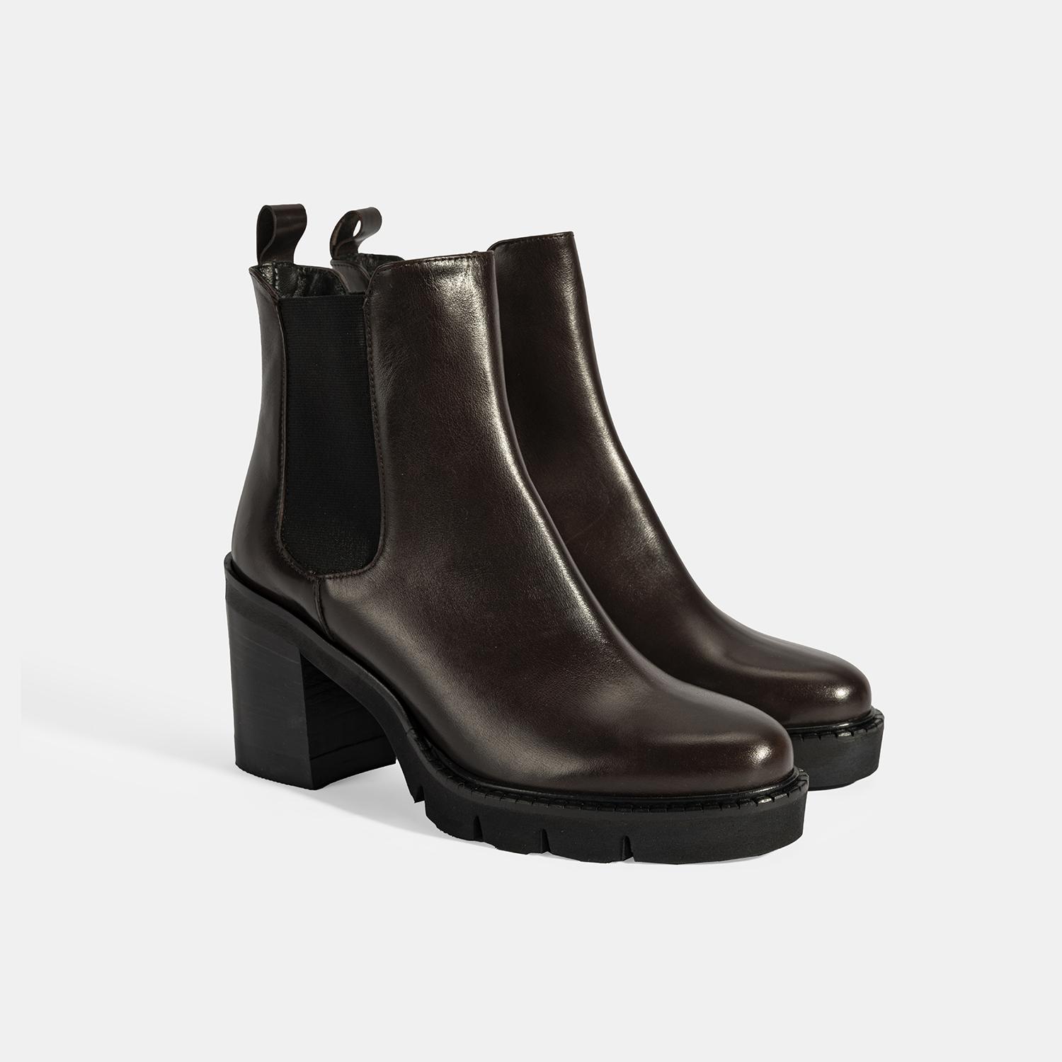 Luca Grossi Kadın Kahve Kalın Topuklu Deri Chelsea Bot