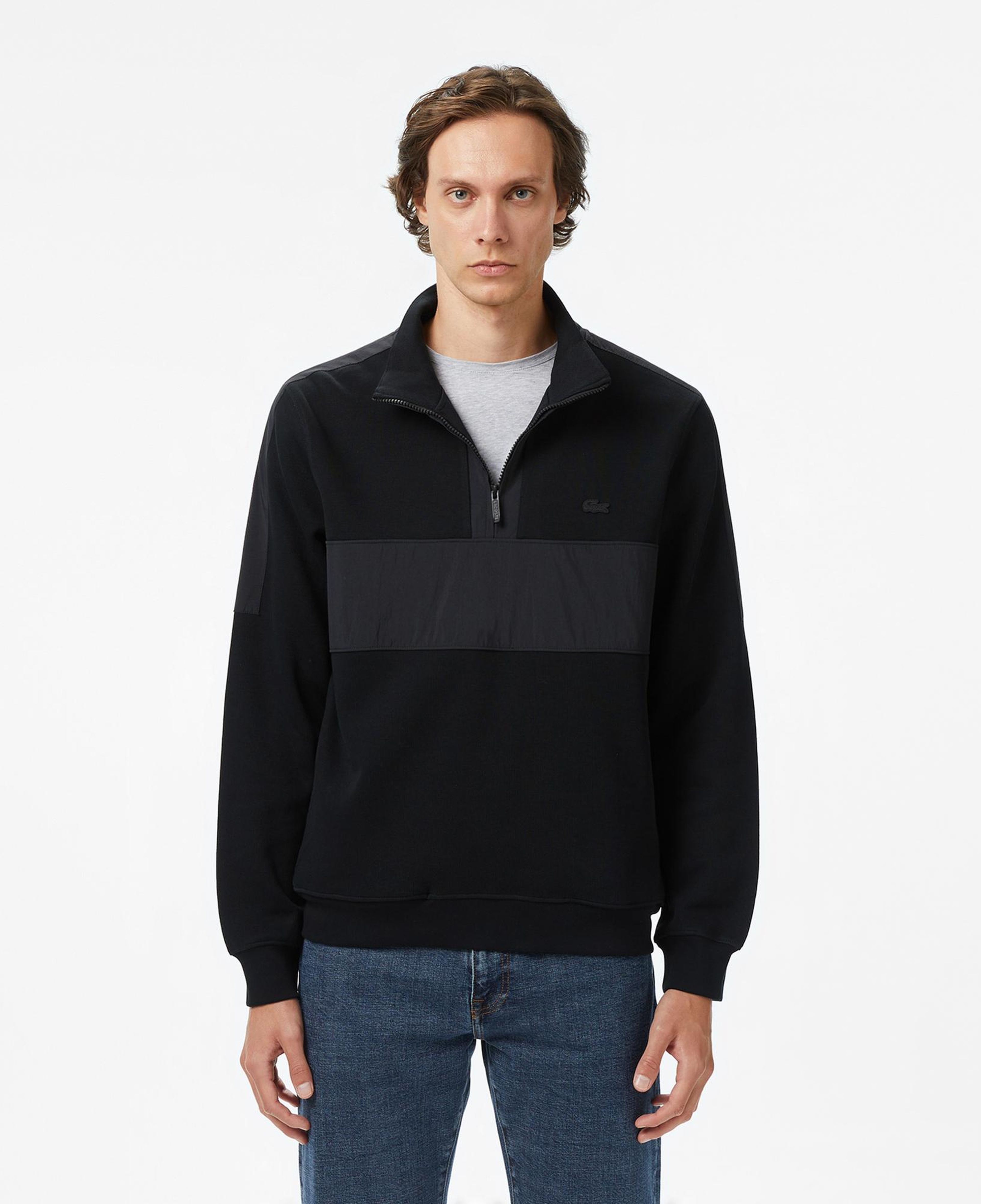 Lacoste Erkek Classic Fit Yarım Fermuarlı Siyah Sweatshirt