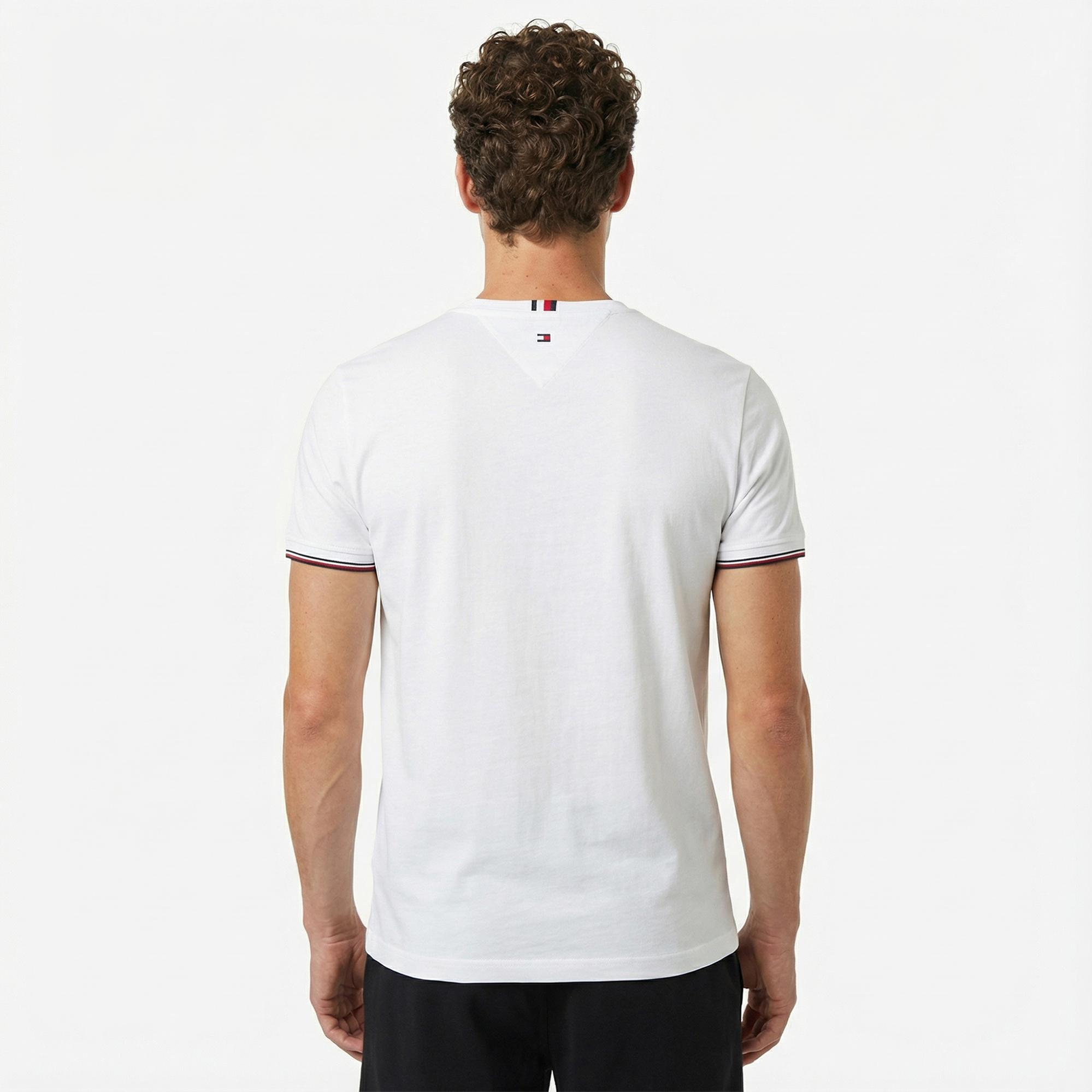 Tommy Hilfiger Logo Tipped Erkek Beyaz T-Shirt