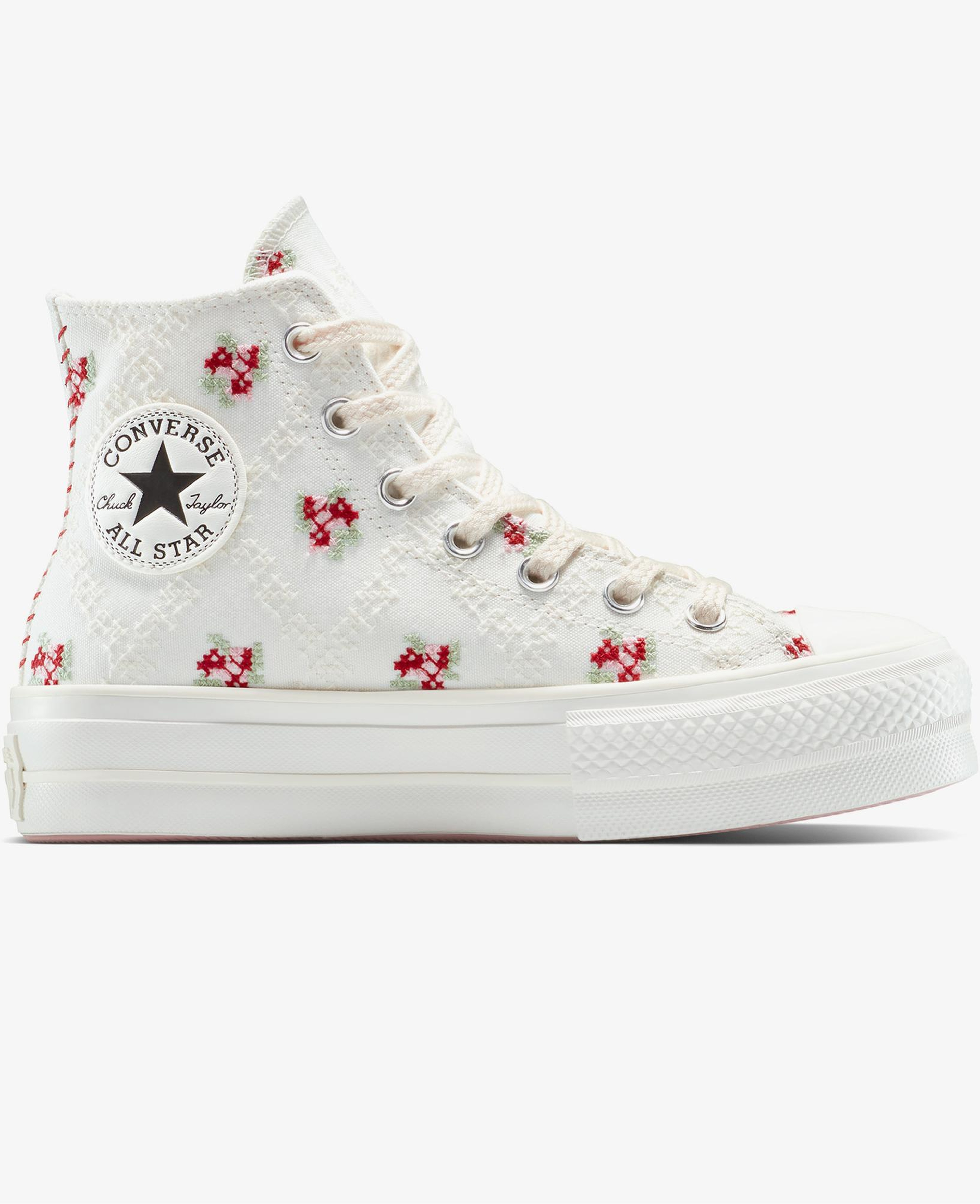 Converse Chuck Taylor All Star Lift Rose Cross Stitch Kadın Beyaz Platform Sneaker