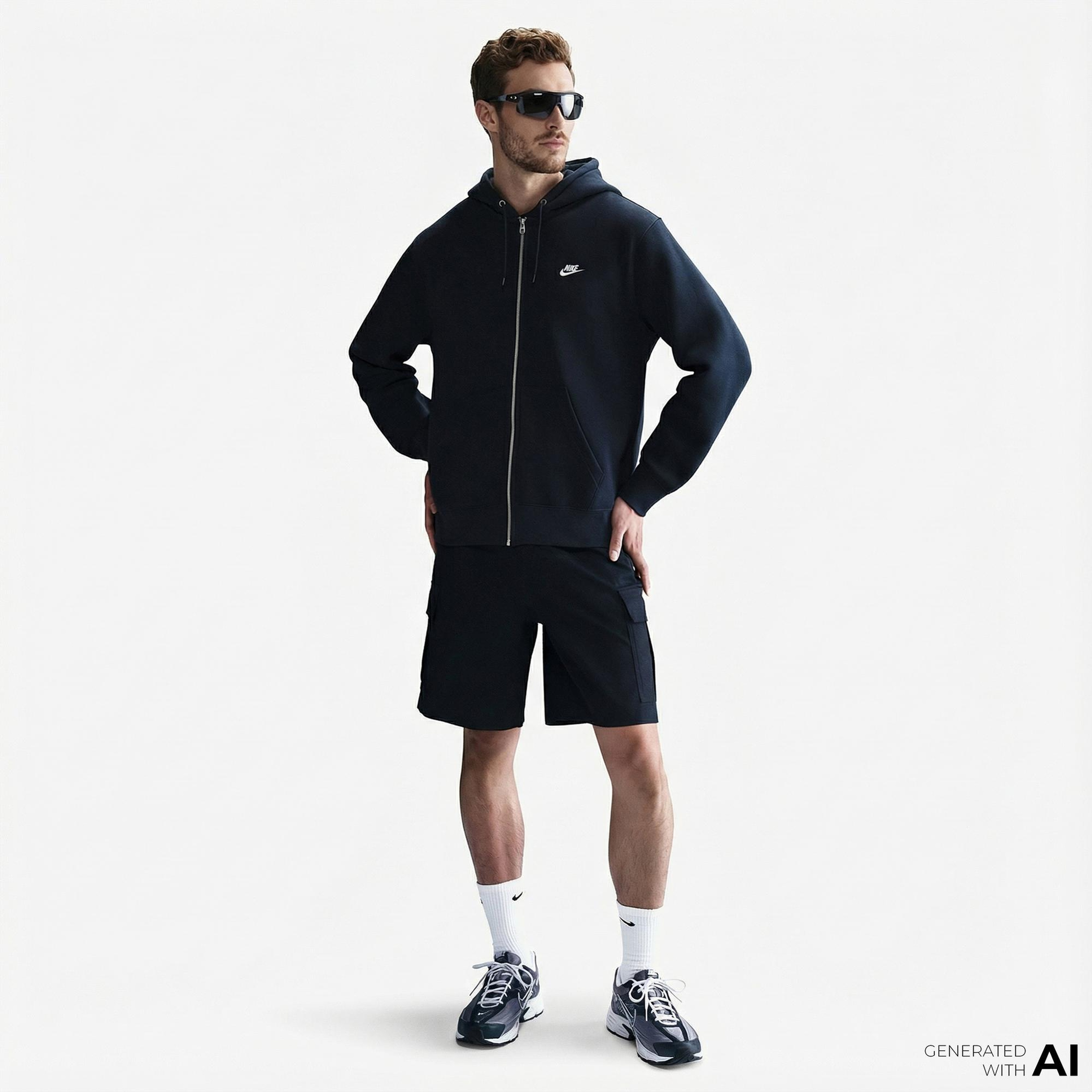 Nike Club Erkek Lacivert Hoodie