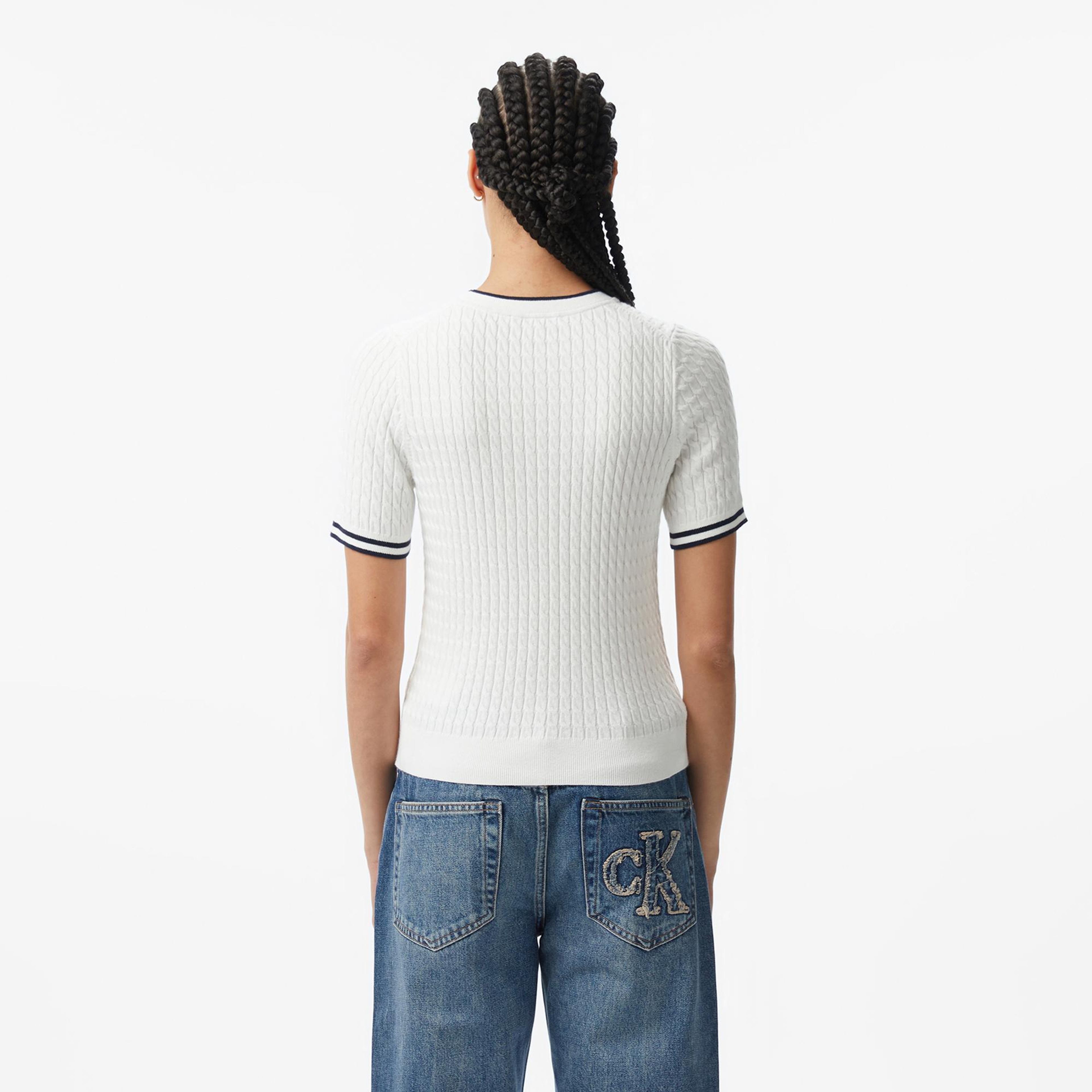 Tommy Hilfiger Cable Fine Kadın Beyaz Triko