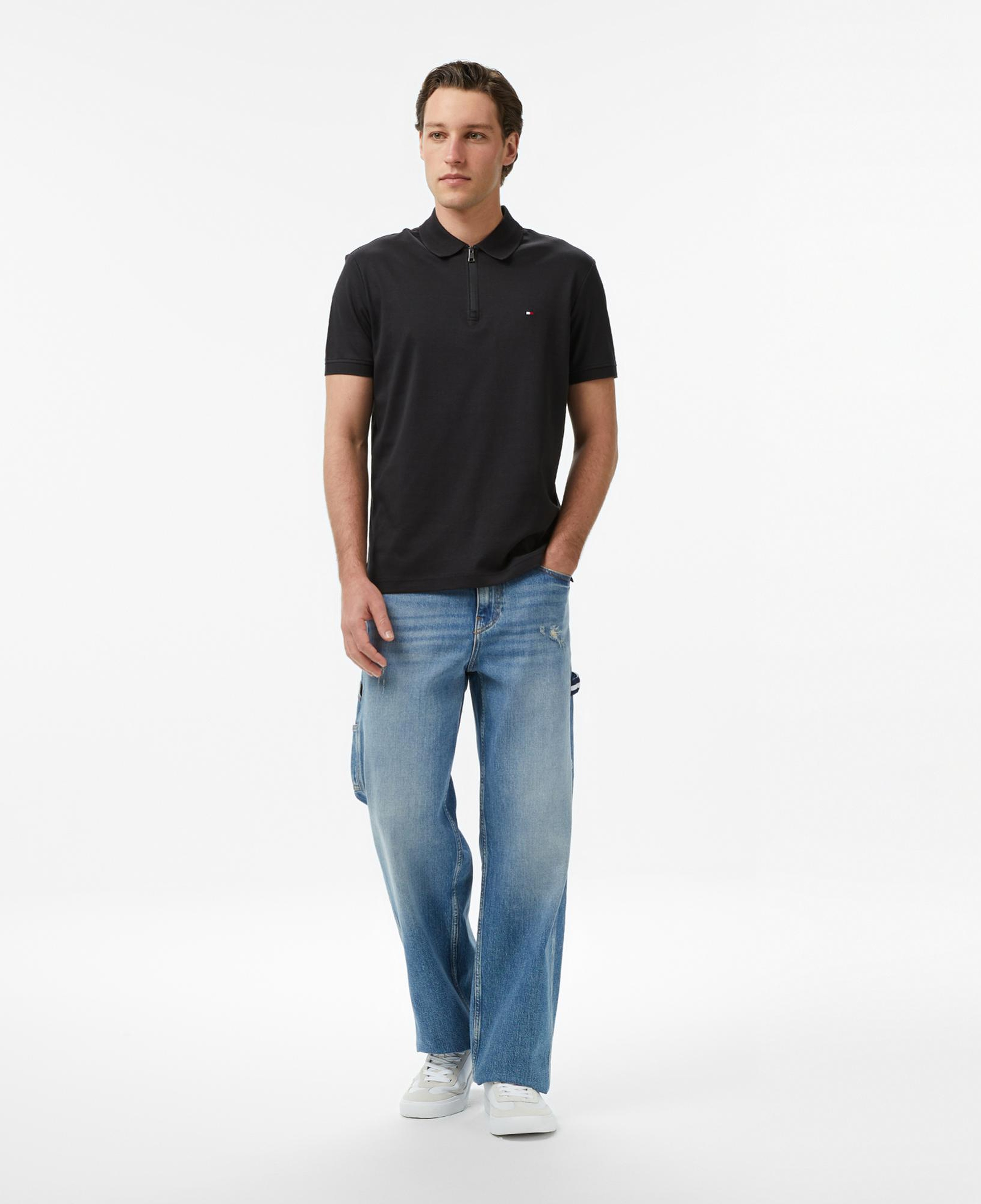 Tommy Hilfiger Elevated Essentials Erkek Siyah Polo Yaka T-Shirt