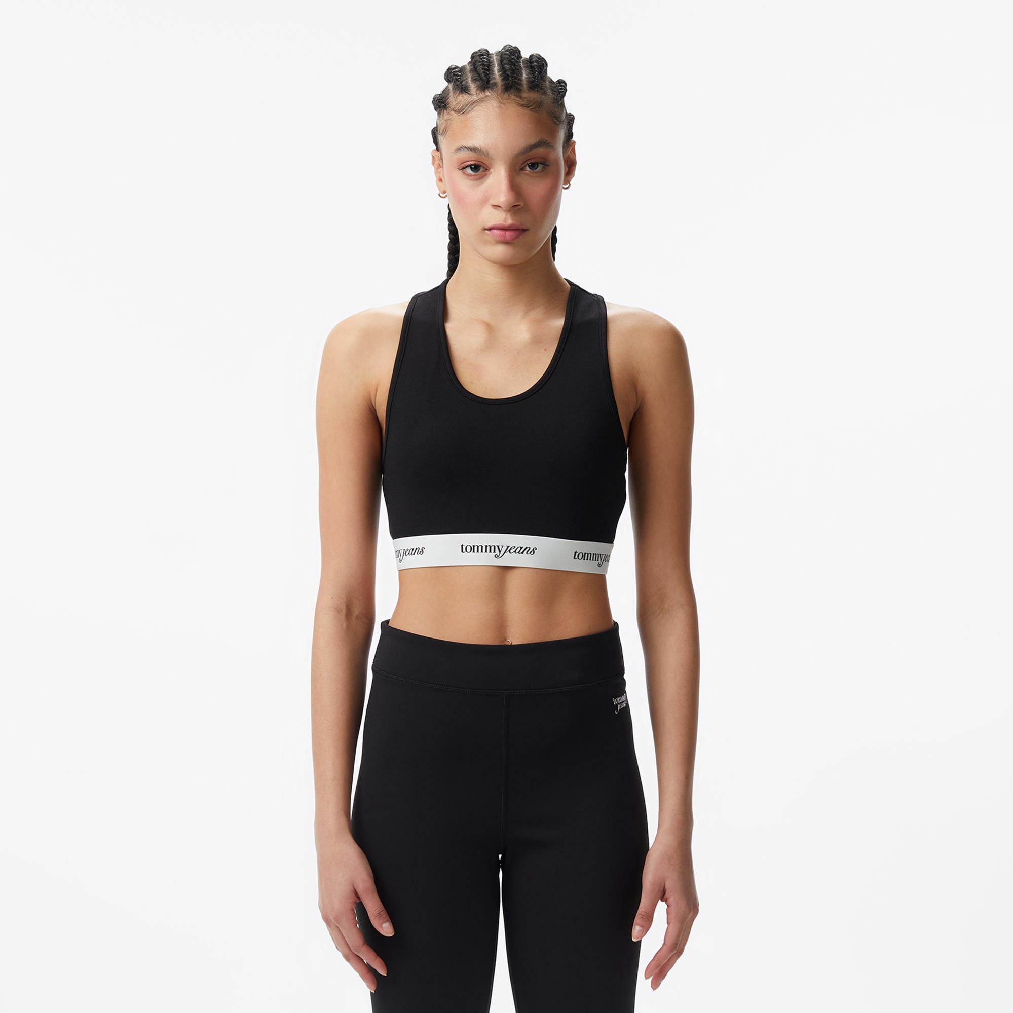 Tommy Hilfiger Logo Tape Kadın Siyah T-Shirt