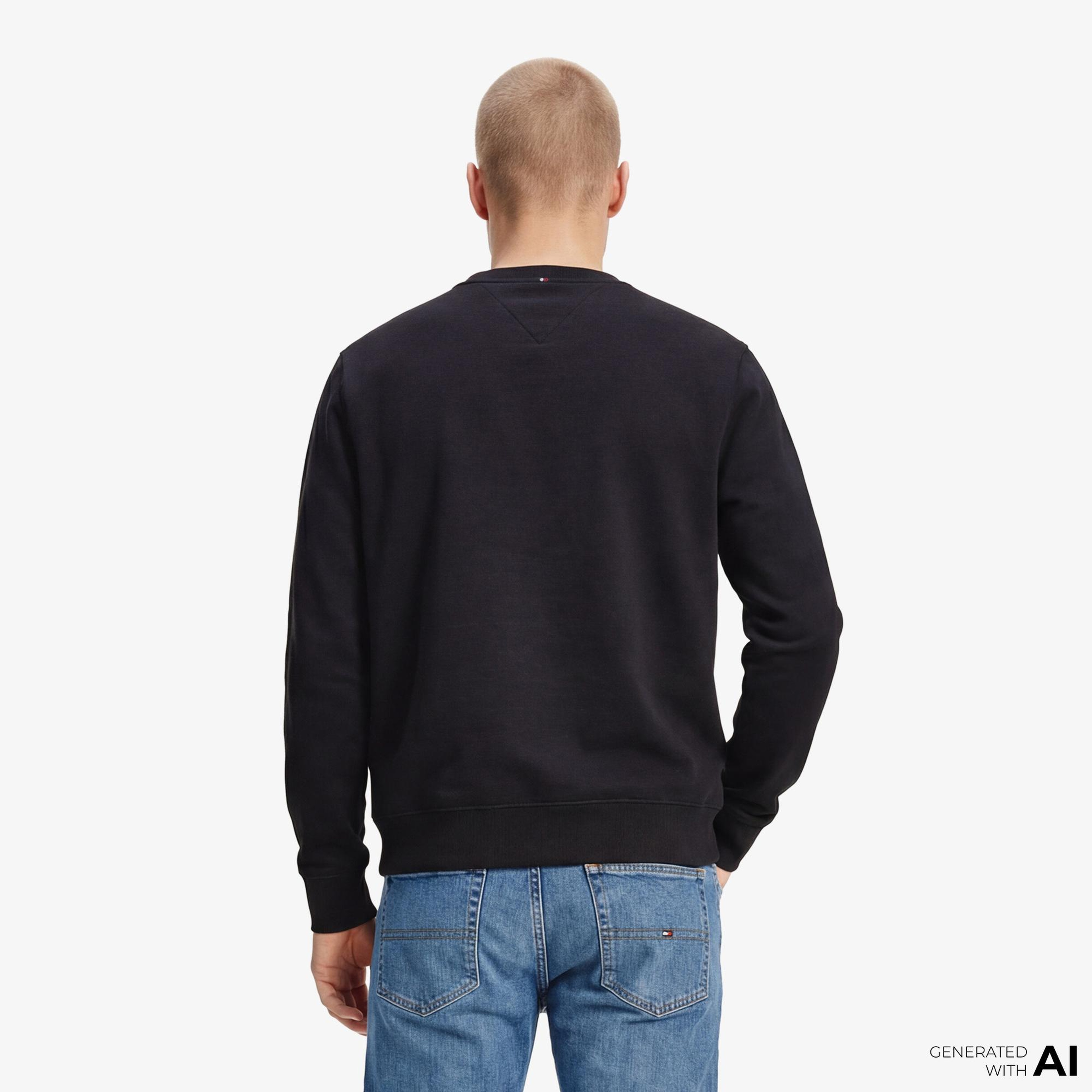 Tommy Hilfiger Brand Love Graphic Erkek Siyah Sweatshirt