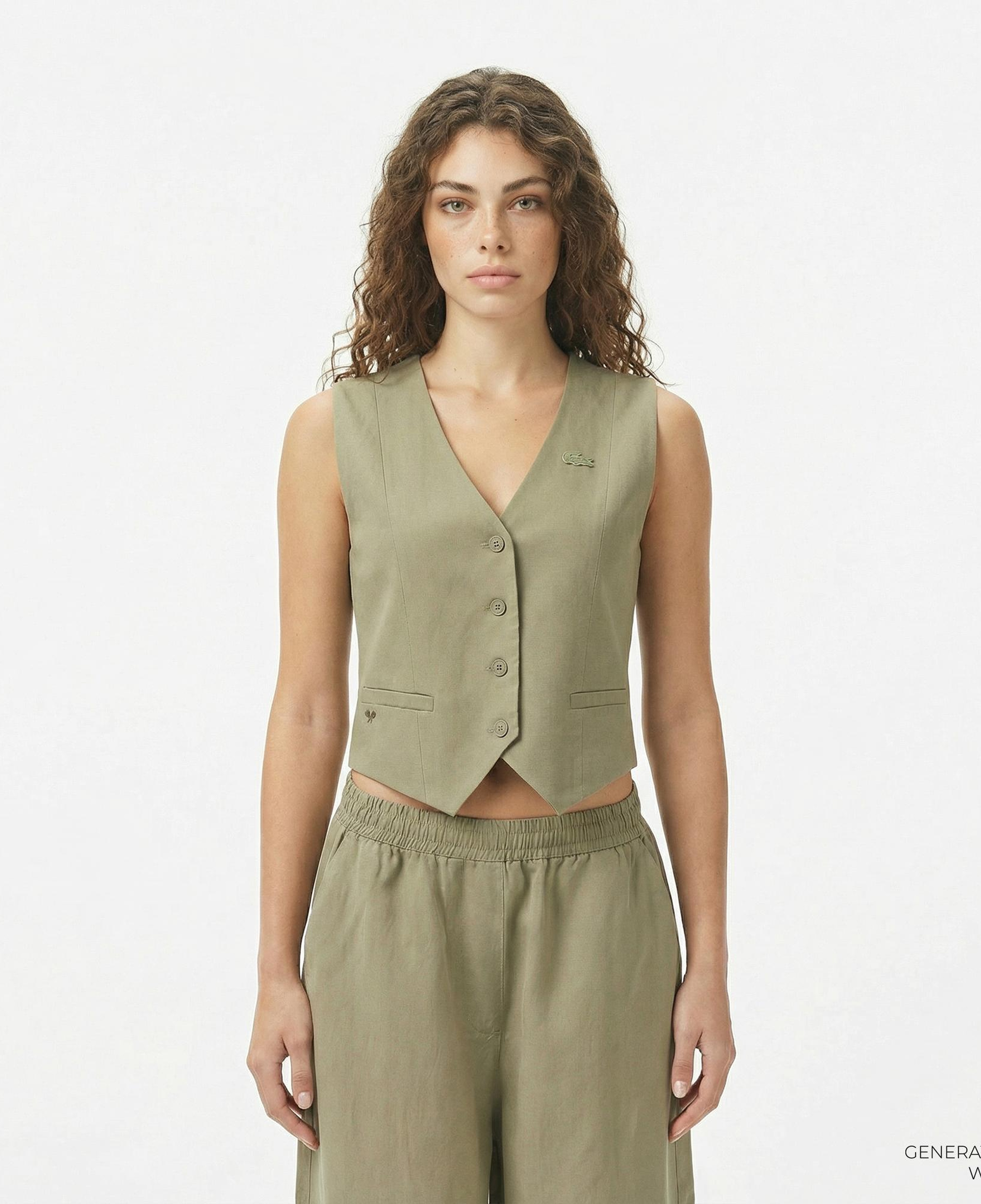 Lacoste Kadın Slim Fit Haki Yelek