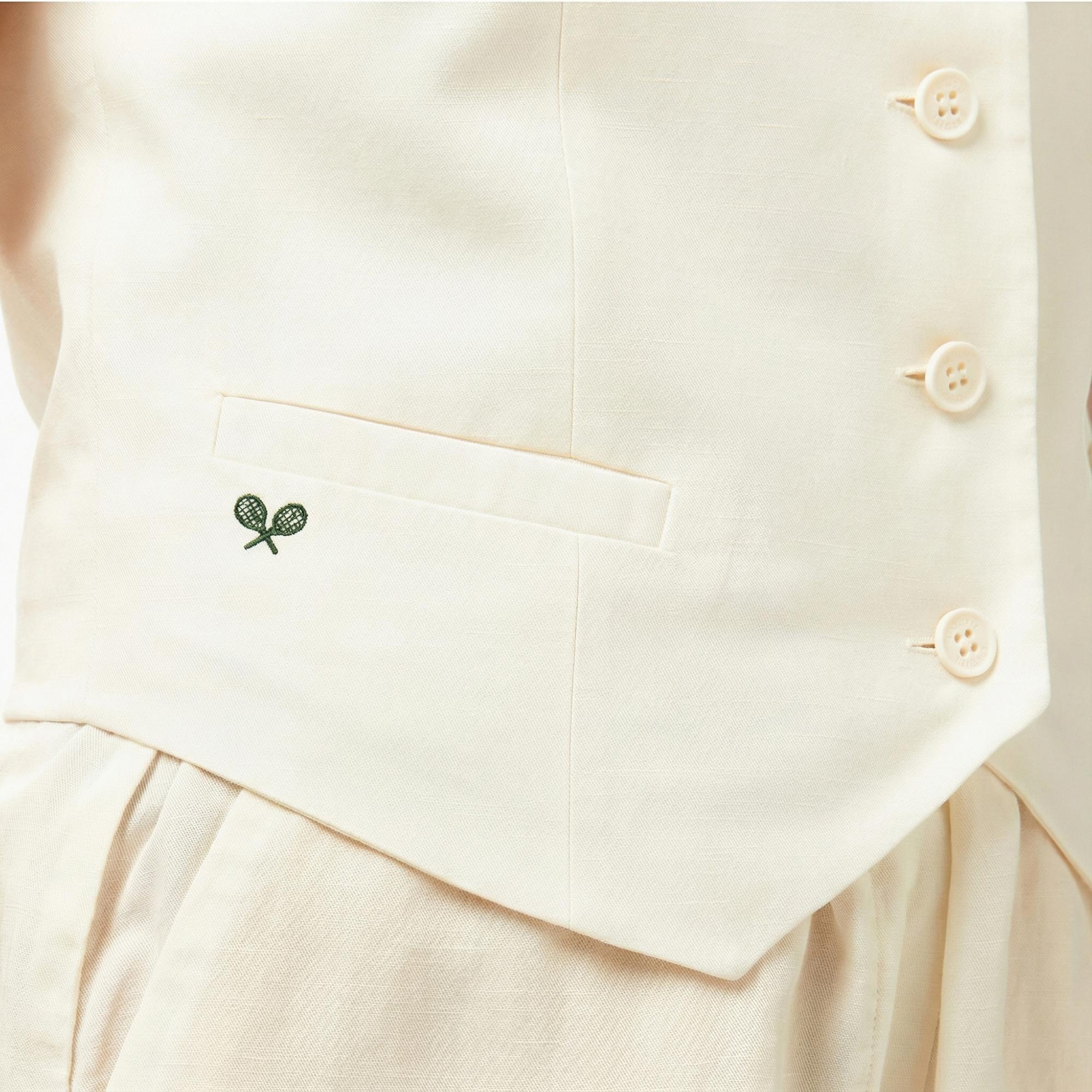 Lacoste Kadın Slim Fit Beyaz Yelek