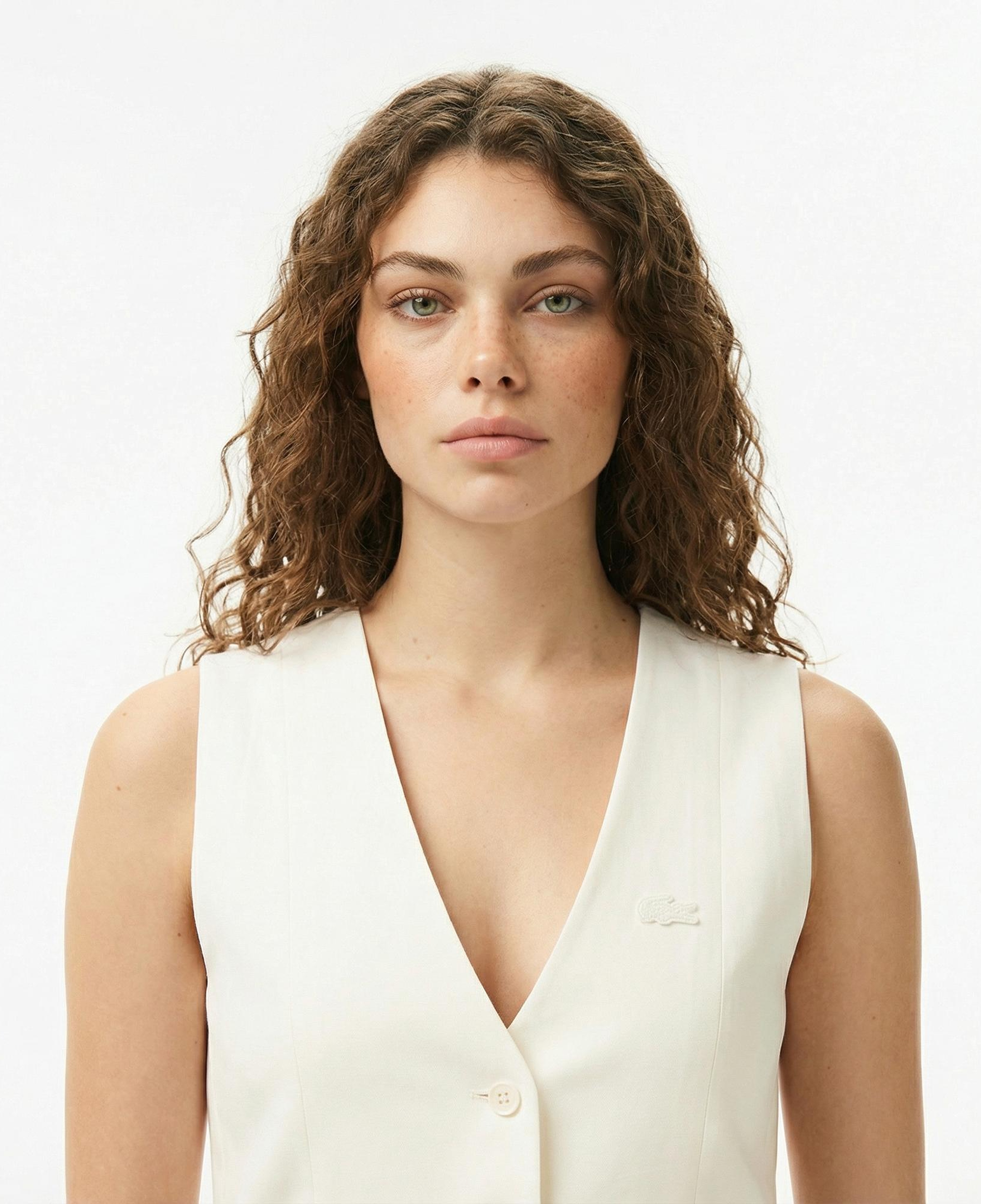 Lacoste Kadın Slim Fit Beyaz Yelek