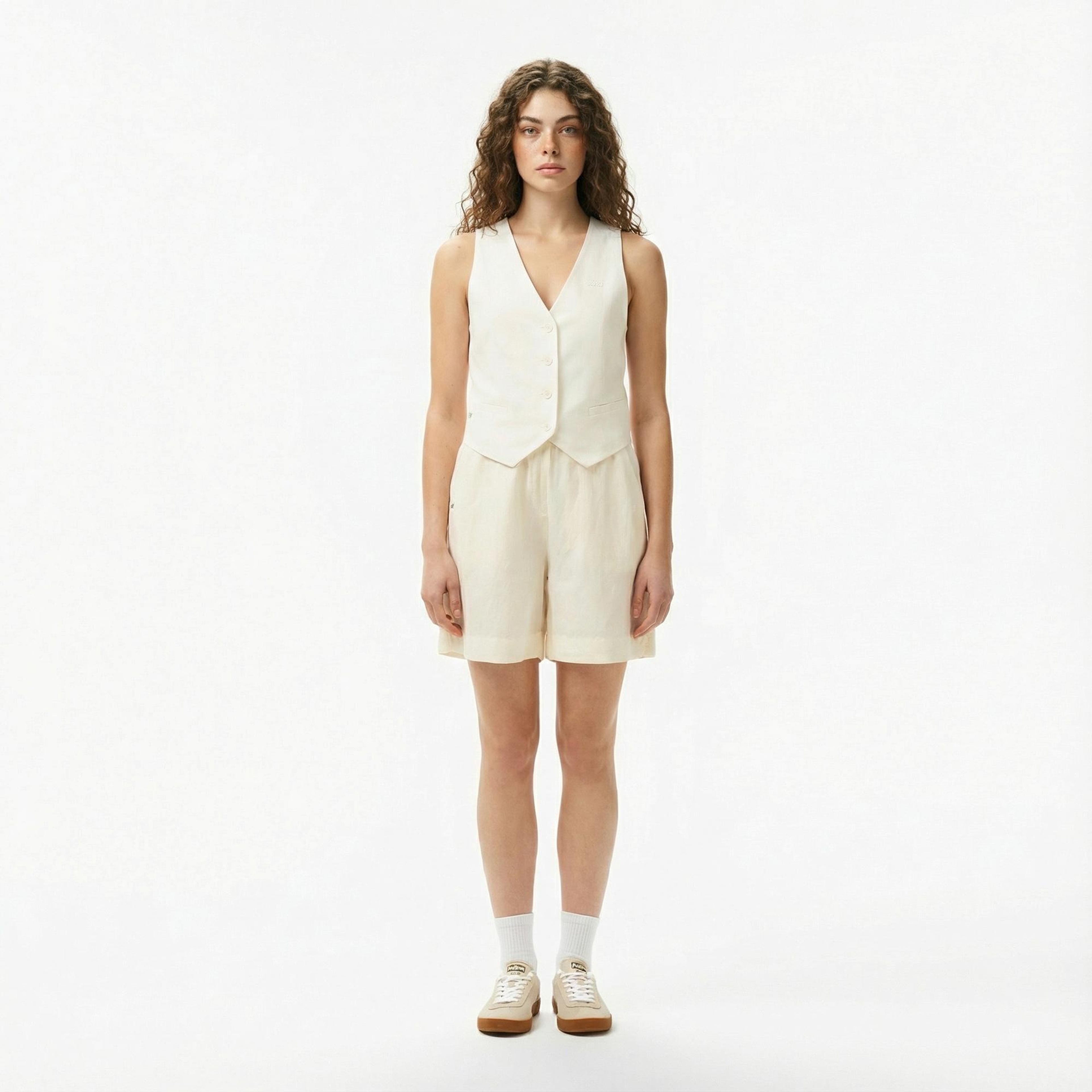 Lacoste Kadın Slim Fit Beyaz Yelek