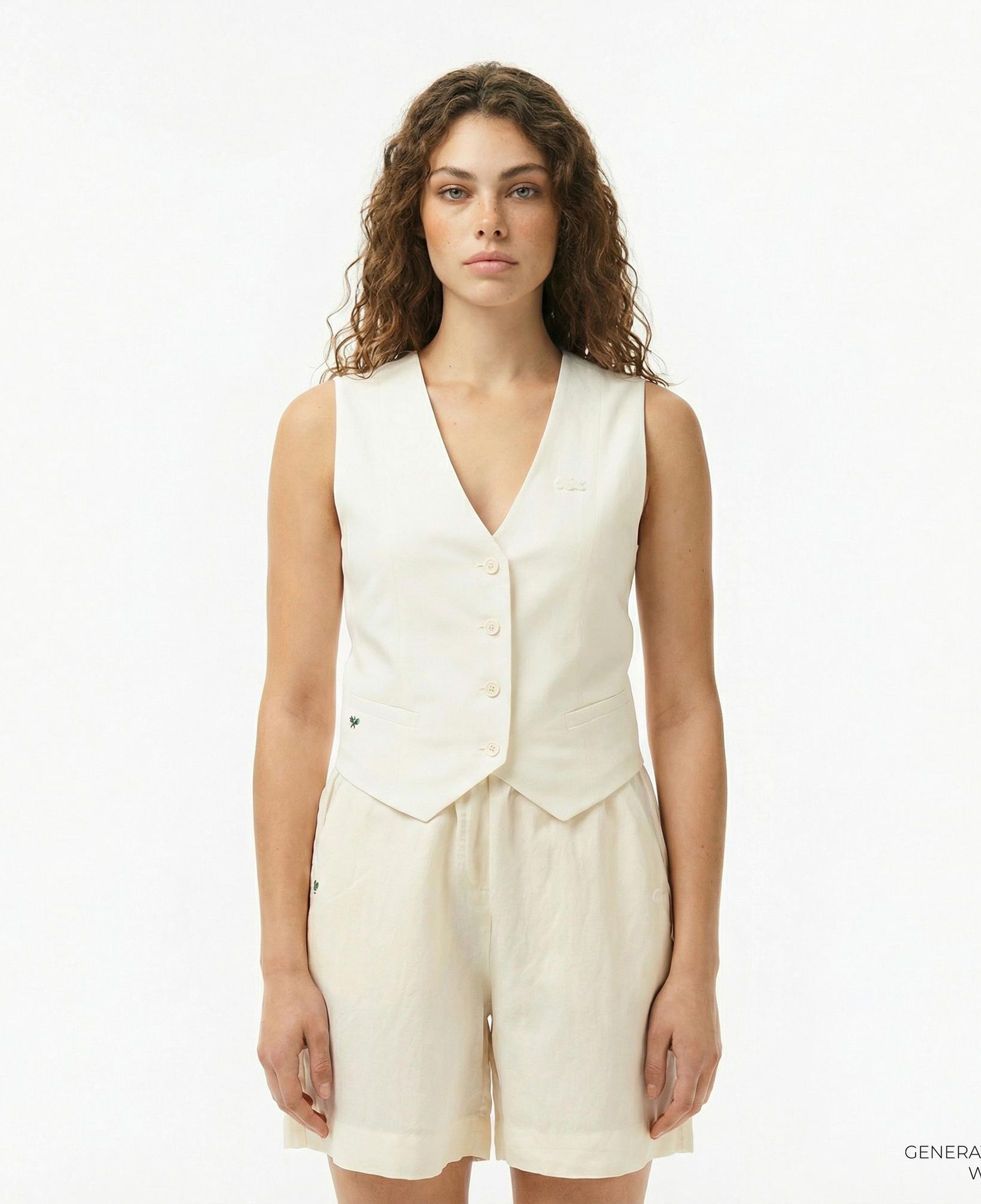 Lacoste Kadın Slim Fit Beyaz Yelek