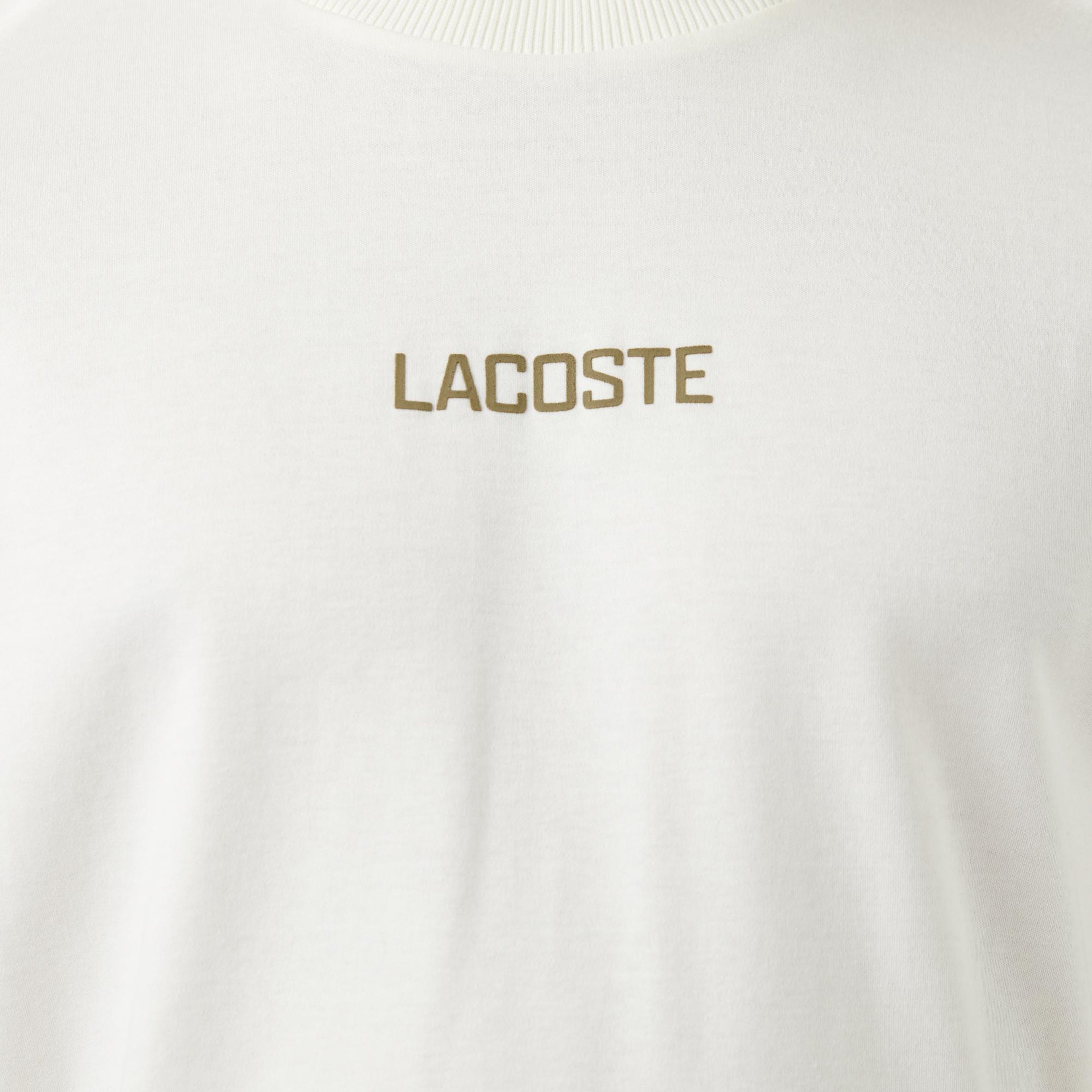 Lacoste Erkek Loose Fit Bisiklet Yaka Baskılı Beyaz T-Shirt