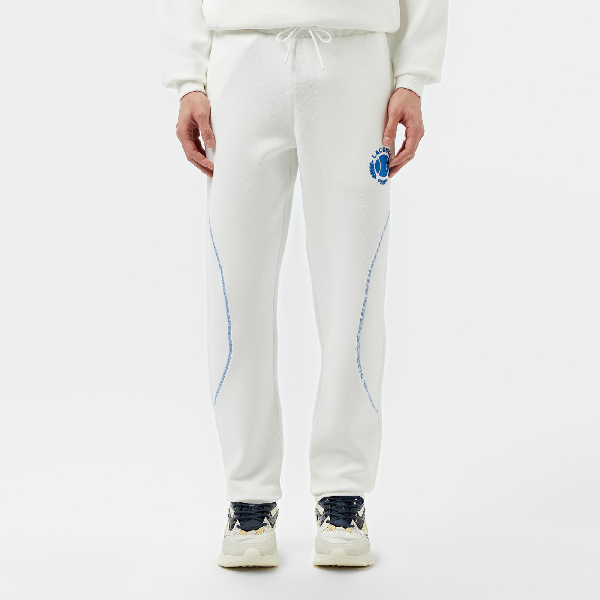 Lacoste Erkek Tapered Fit Baskılı Beyaz Eşofman Altı