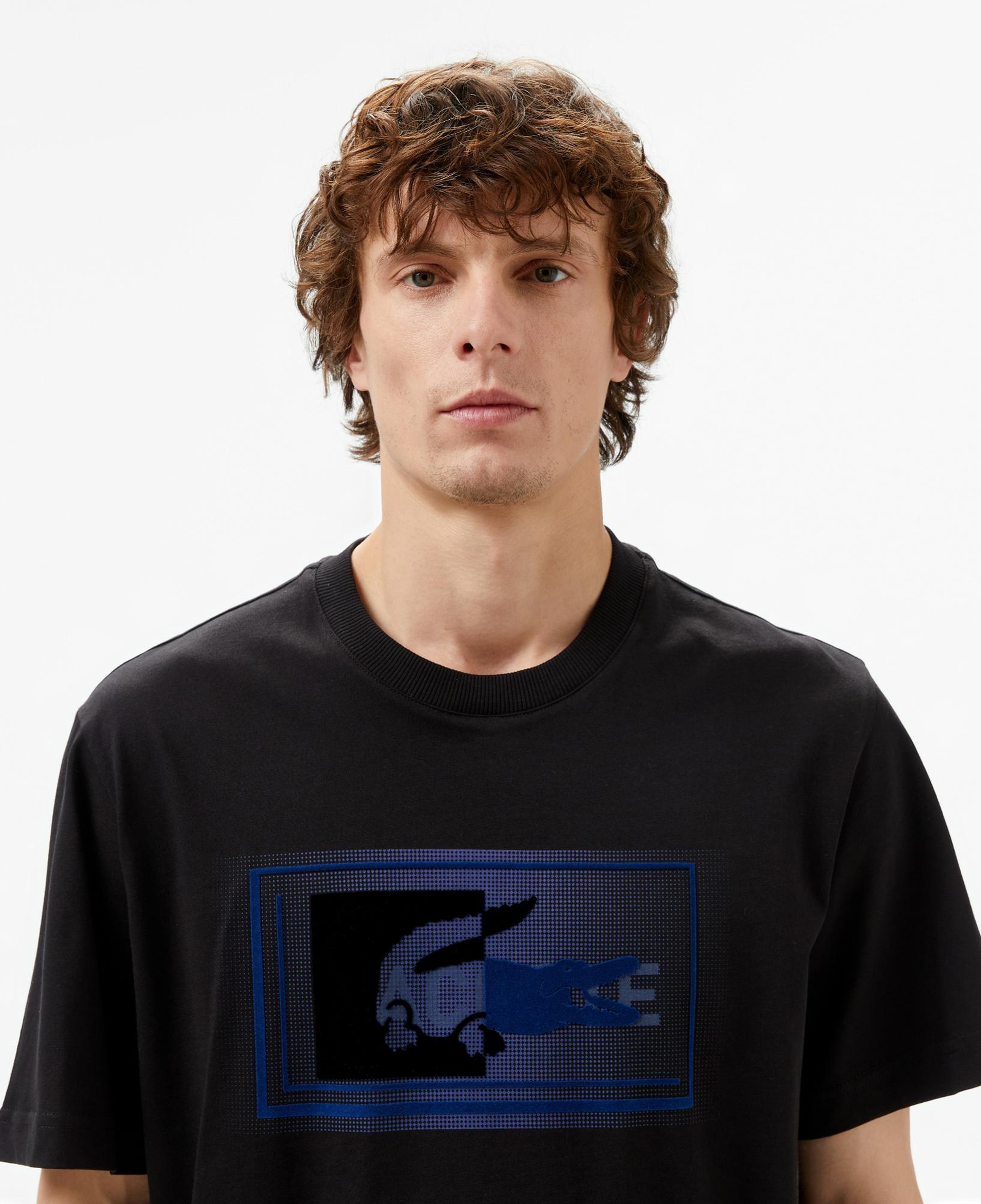 Lacoste Erkek Regular Fit Bisiklet Yaka Baskılı Siyah T-Shirt