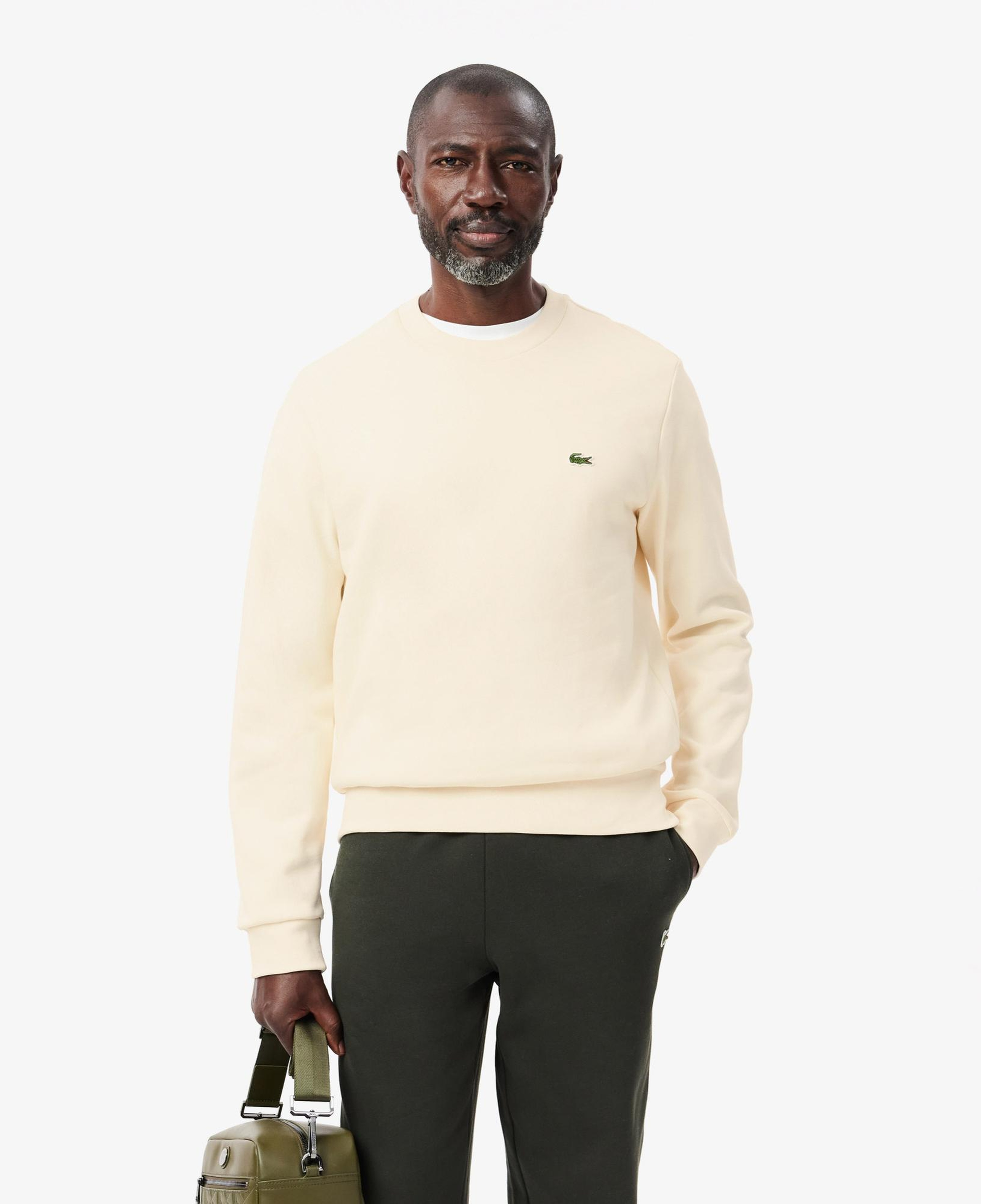 Lacoste Erkek Classic Fit Bisiklet Yaka Krem Sweatshirt