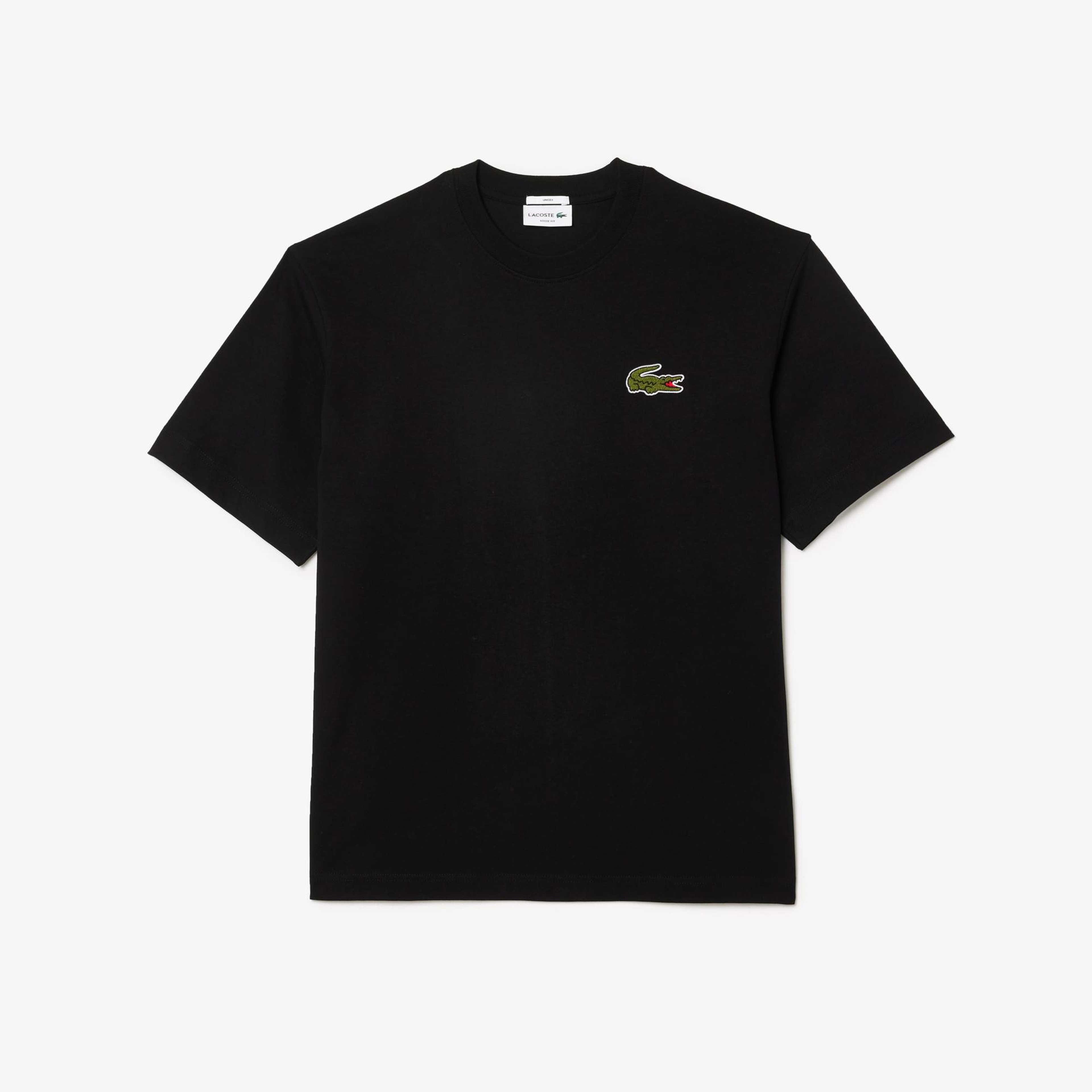 Lacoste Unisex Loose Fit Bisiklet Yaka Siyah T-Shirt