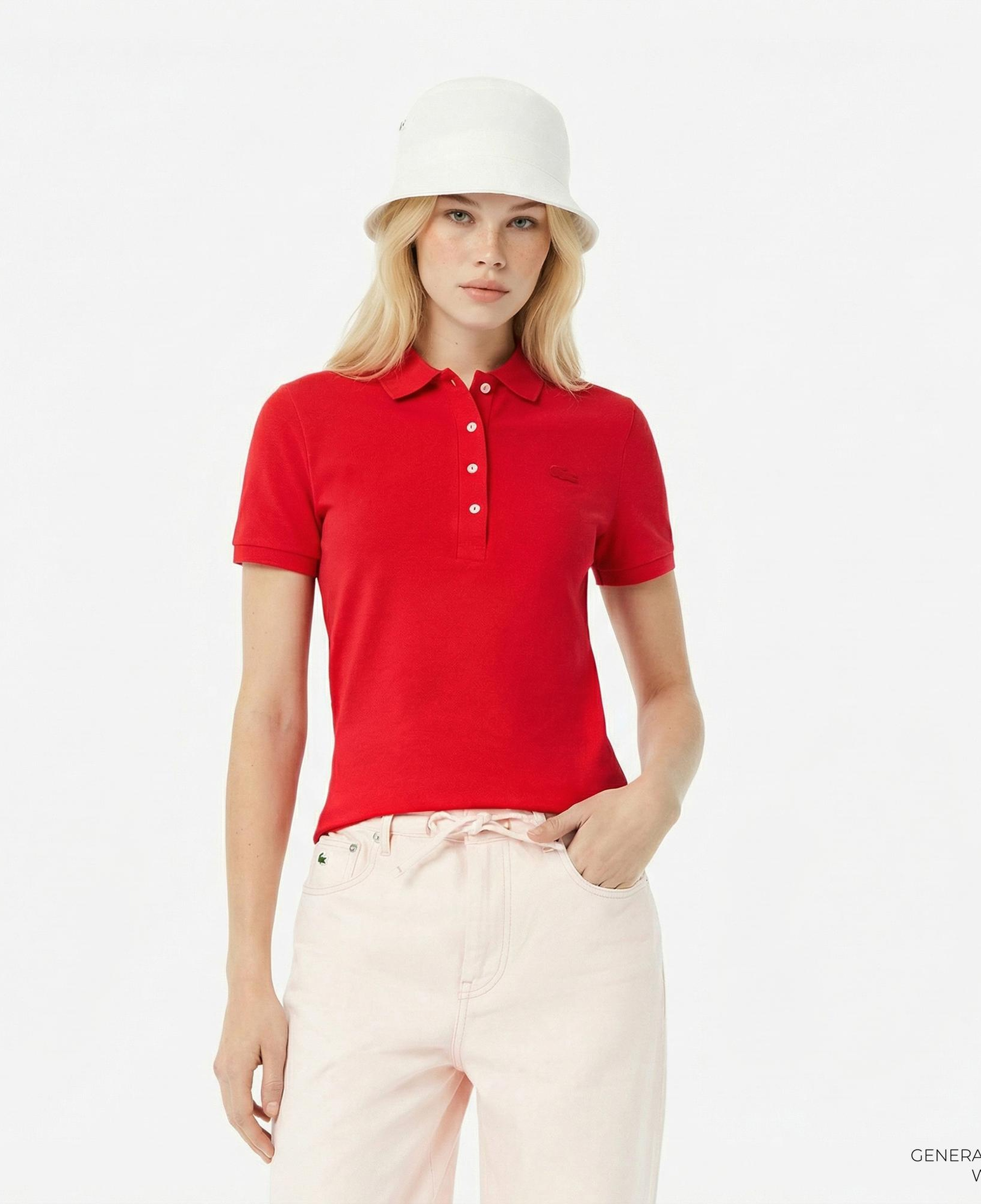Lacoste L.12.D Kadın Slim Fit Kırmızı Polo