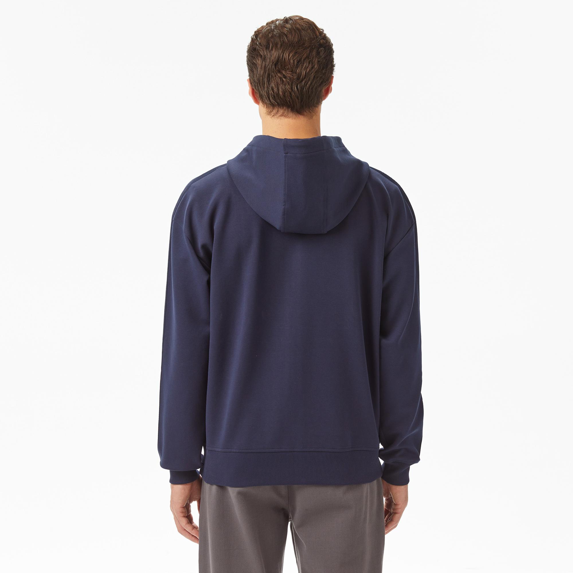 Lacoste Erkek Relaxed Fit Kapüşonlu Lacivert Sweatshirt