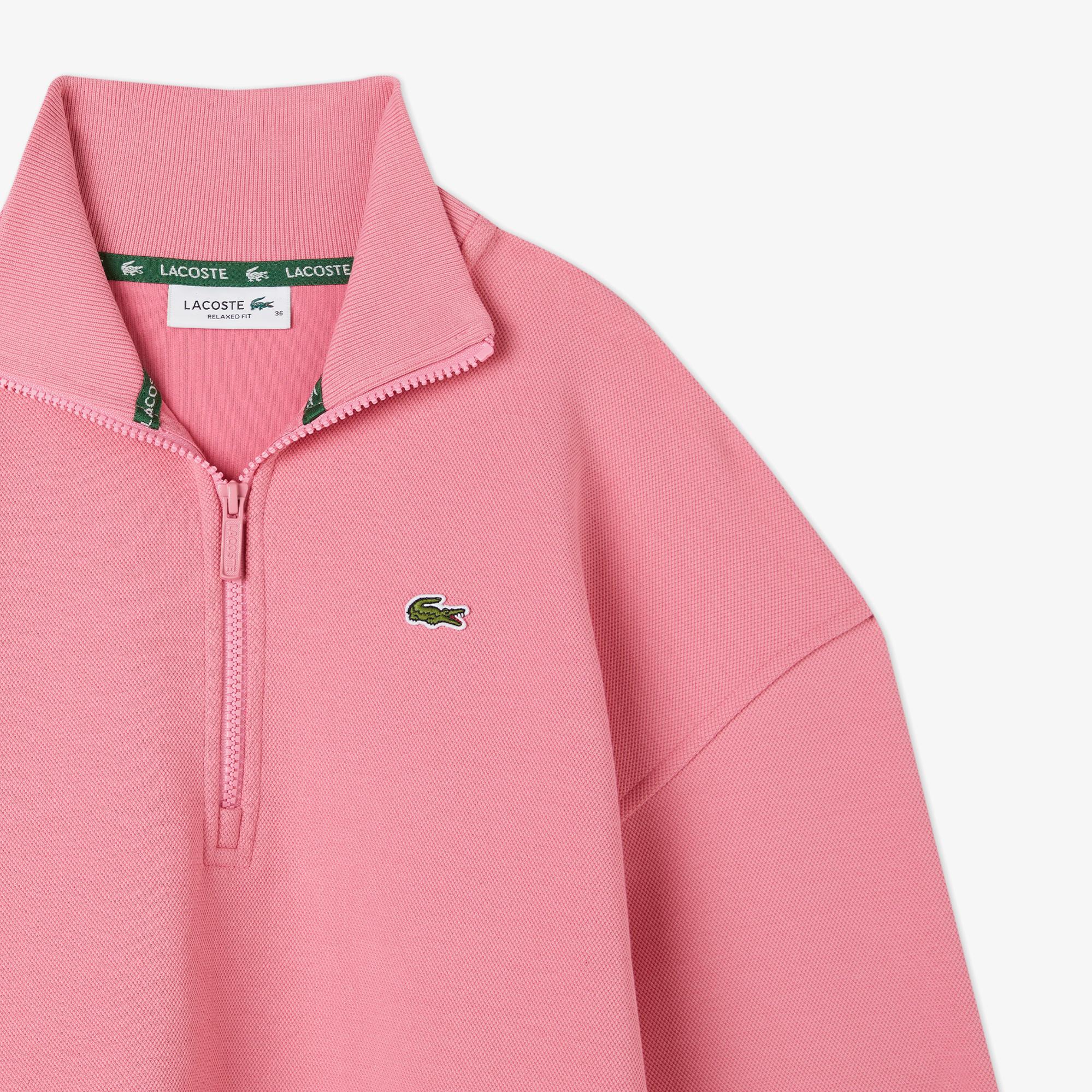 Lacoste Kadın Relaxed Fit Yarım Fermuarlı Pembe Sweatshirt