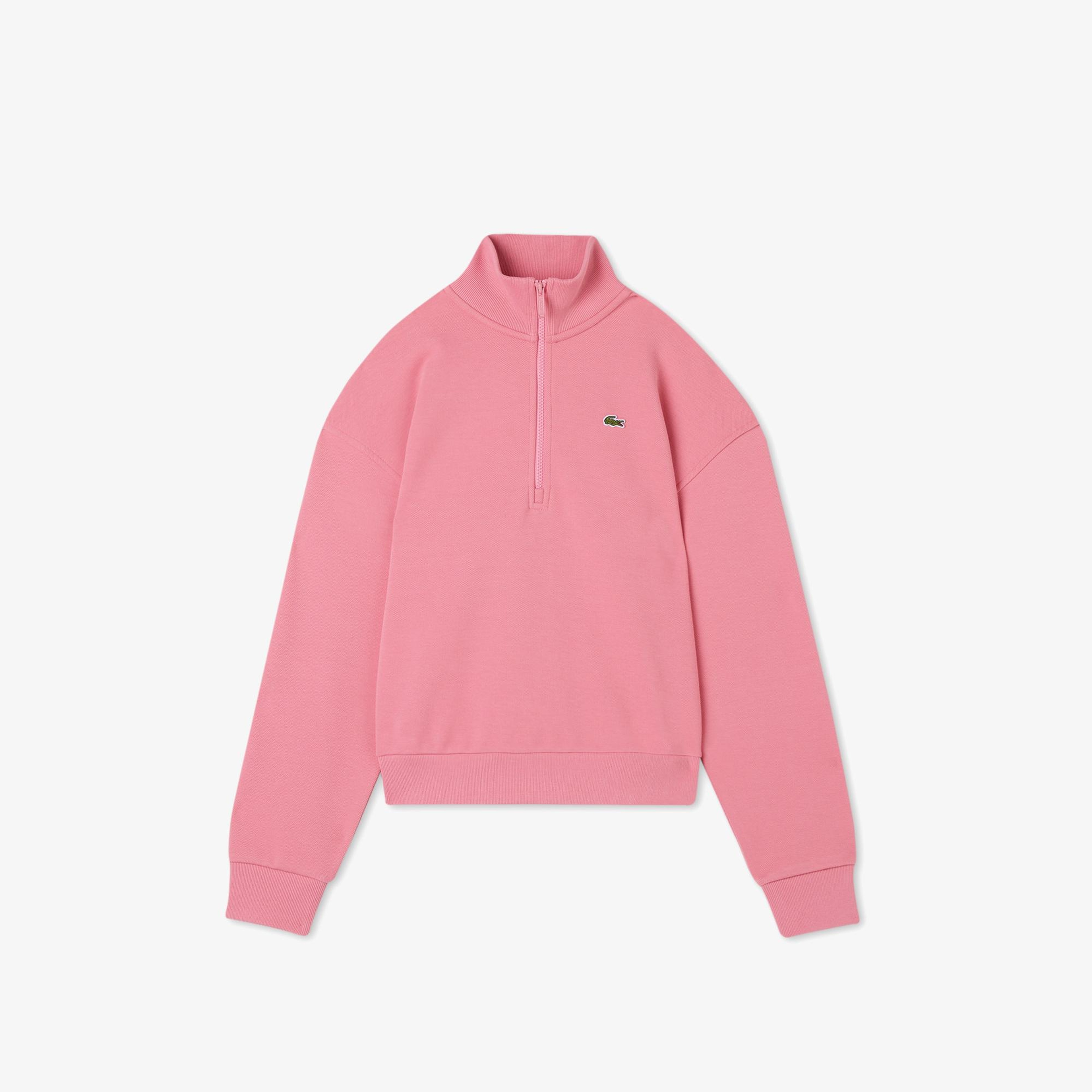 Lacoste Kadın Relaxed Fit Yarım Fermuarlı Pembe Sweatshirt