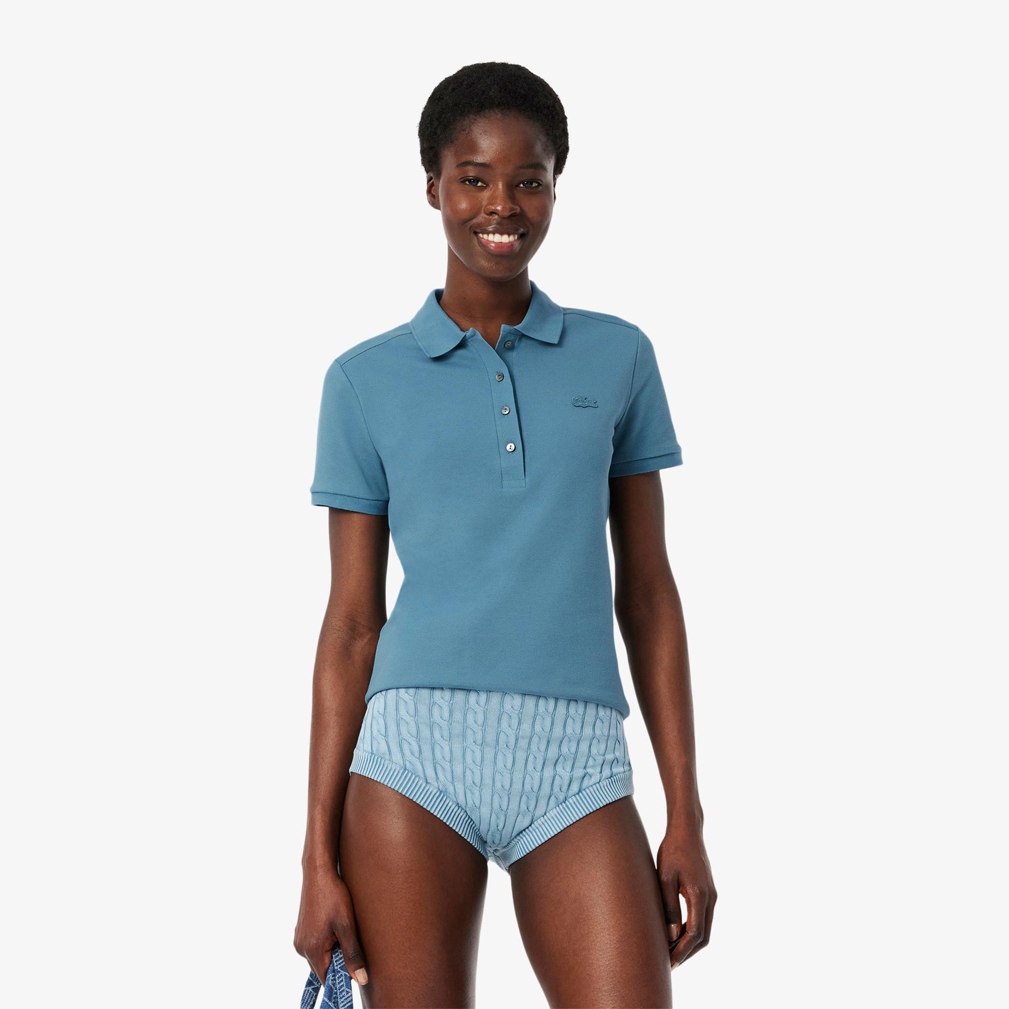 Lacoste L.12.D Kadın Slim Fit Mavi Polo