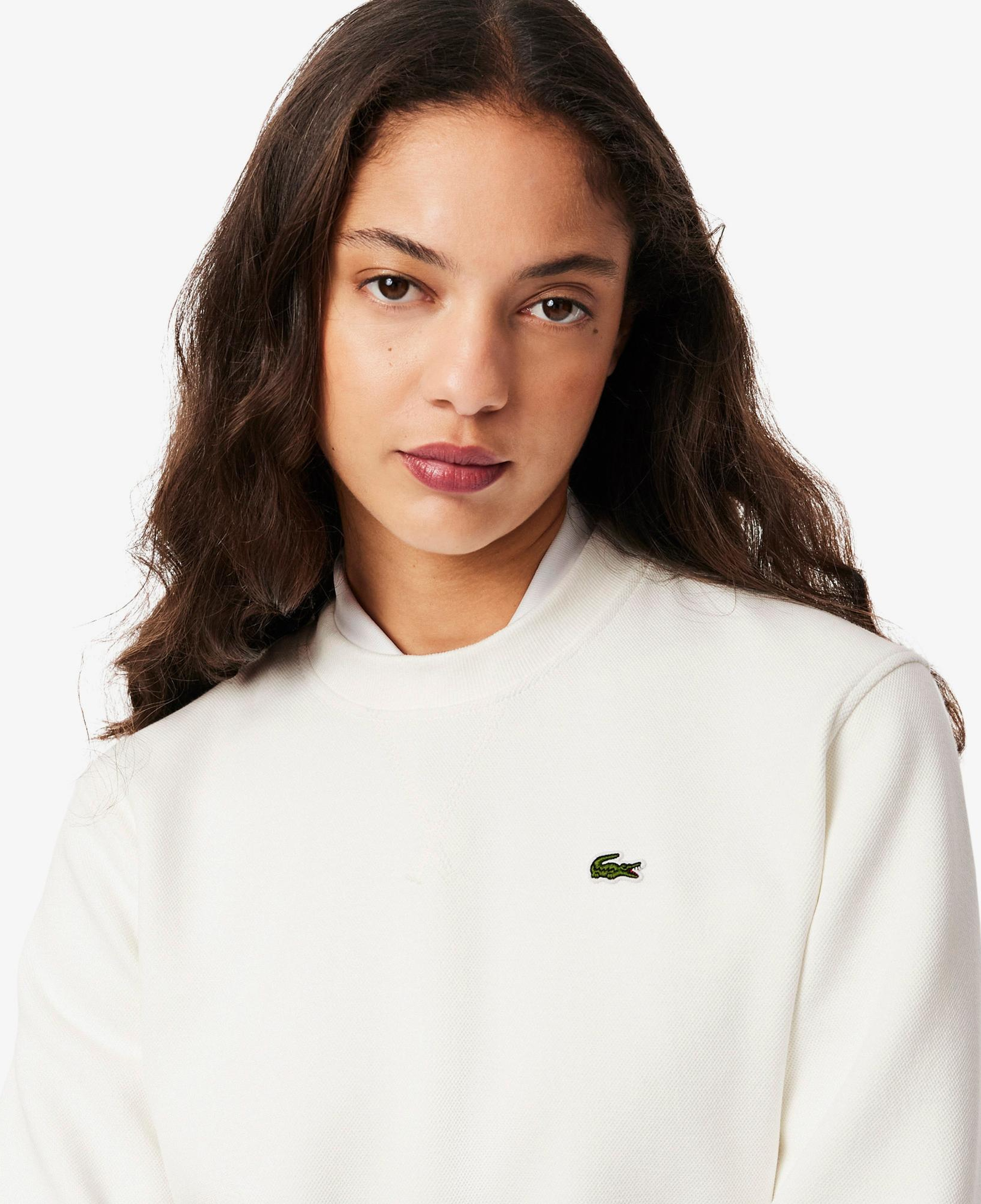 Lacoste Kadın Relaxed Fit Bisiklet Yaka Beyaz Sweatshirt