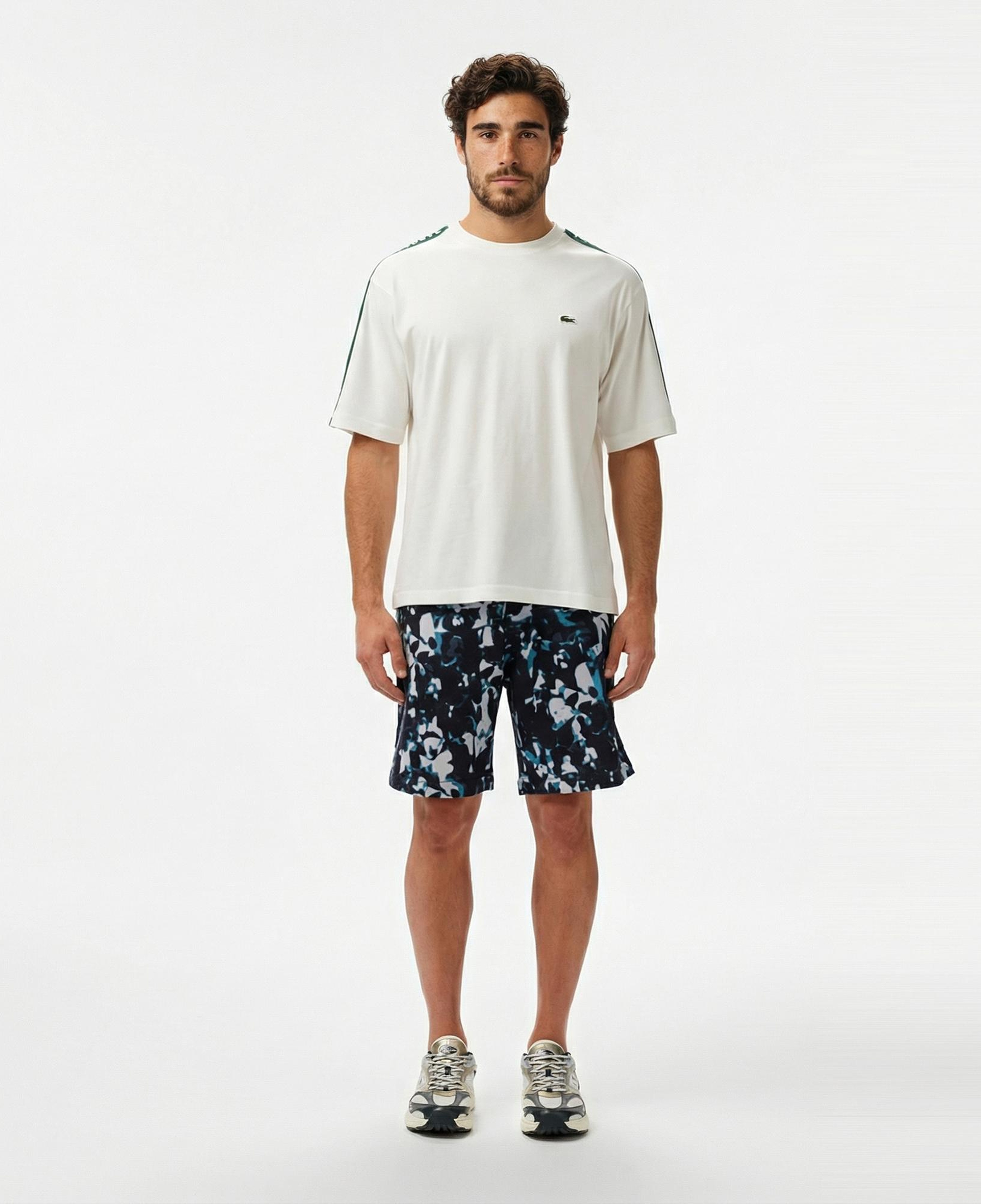 Lacoste Erkek Relaxed Fit Bisiklet Yaka Baskılı Beyaz T-Shirt