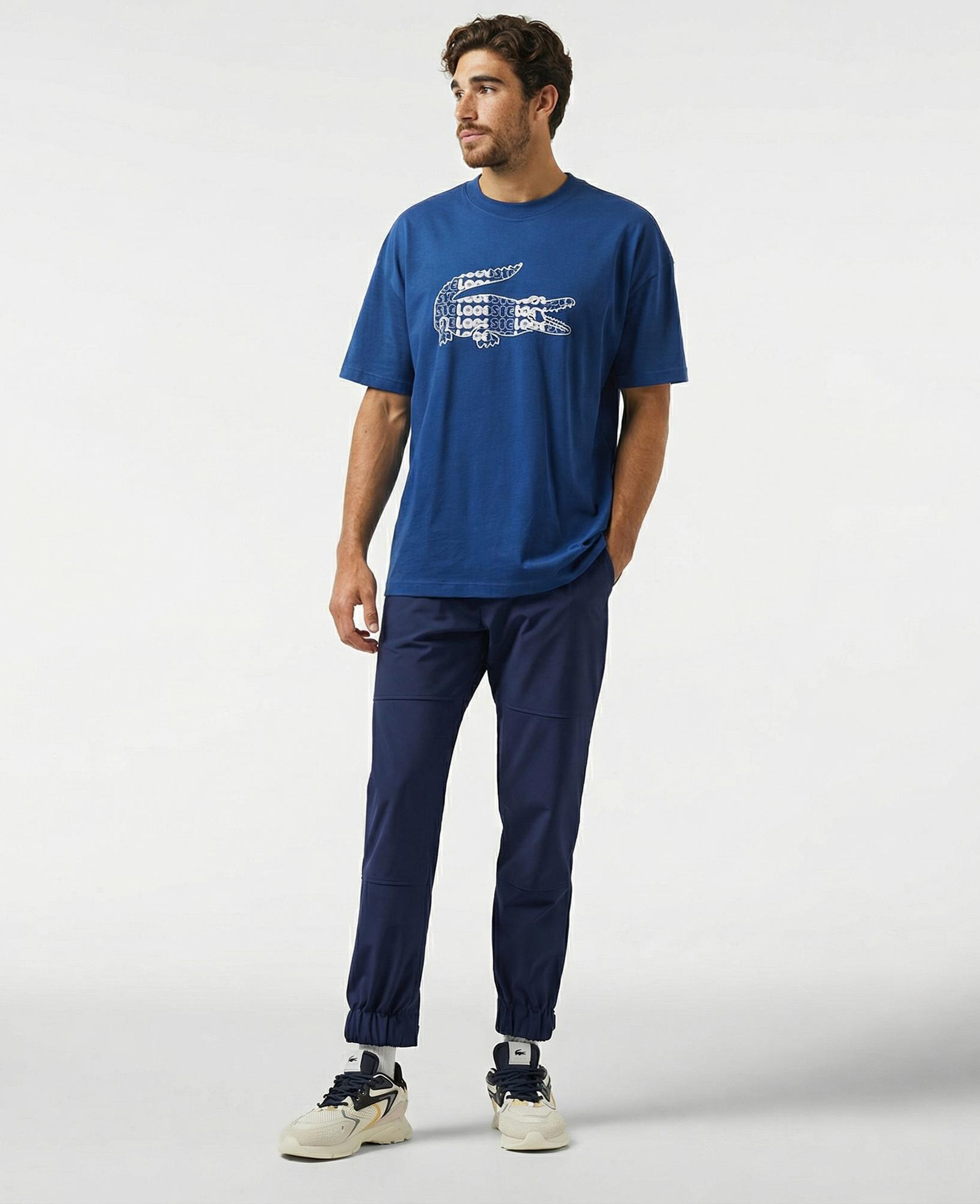 Lacoste Erkek Relaxed Fit Bisiklet Yaka Baskılı Lacivert T-Shirt