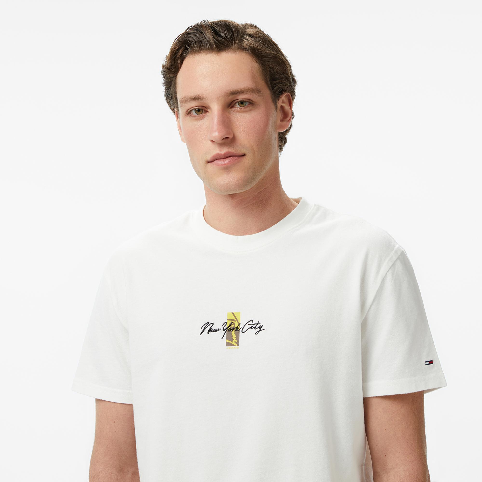 Tommy Hilfiger Signature Erkek Beyaz T-Shirt