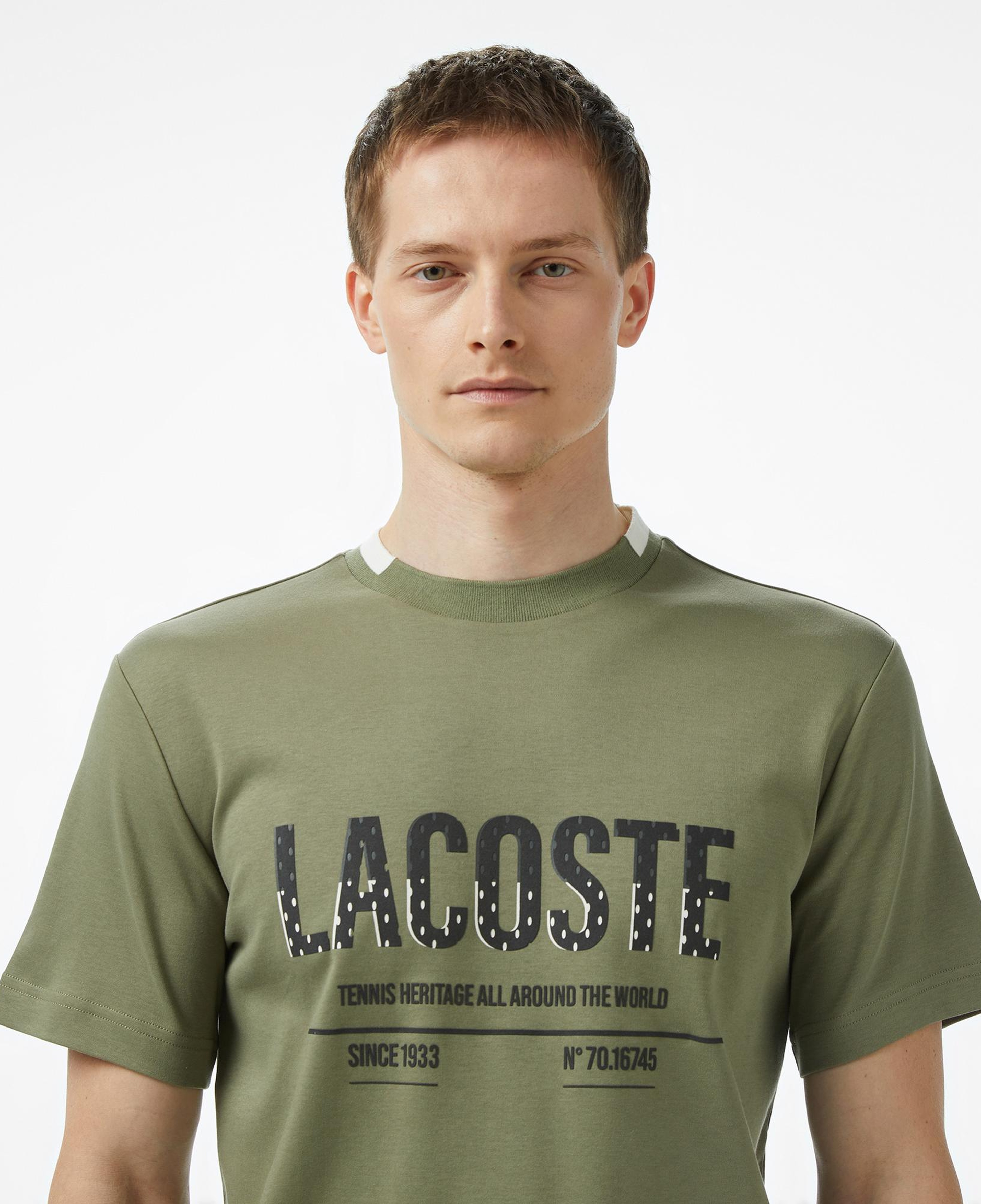 Lacoste Erkek Slim Fit Bisiklet Yaka Baskılı Haki T-Shirt