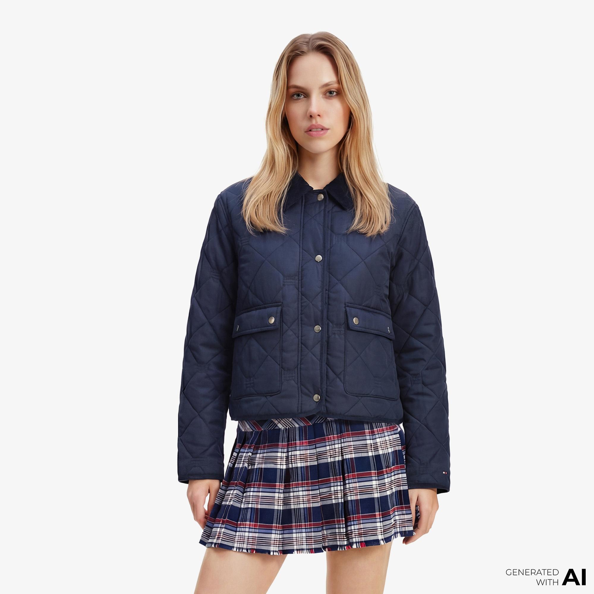 Tommy Hilfiger Padded Quilting Kadın Lacivert Ceket