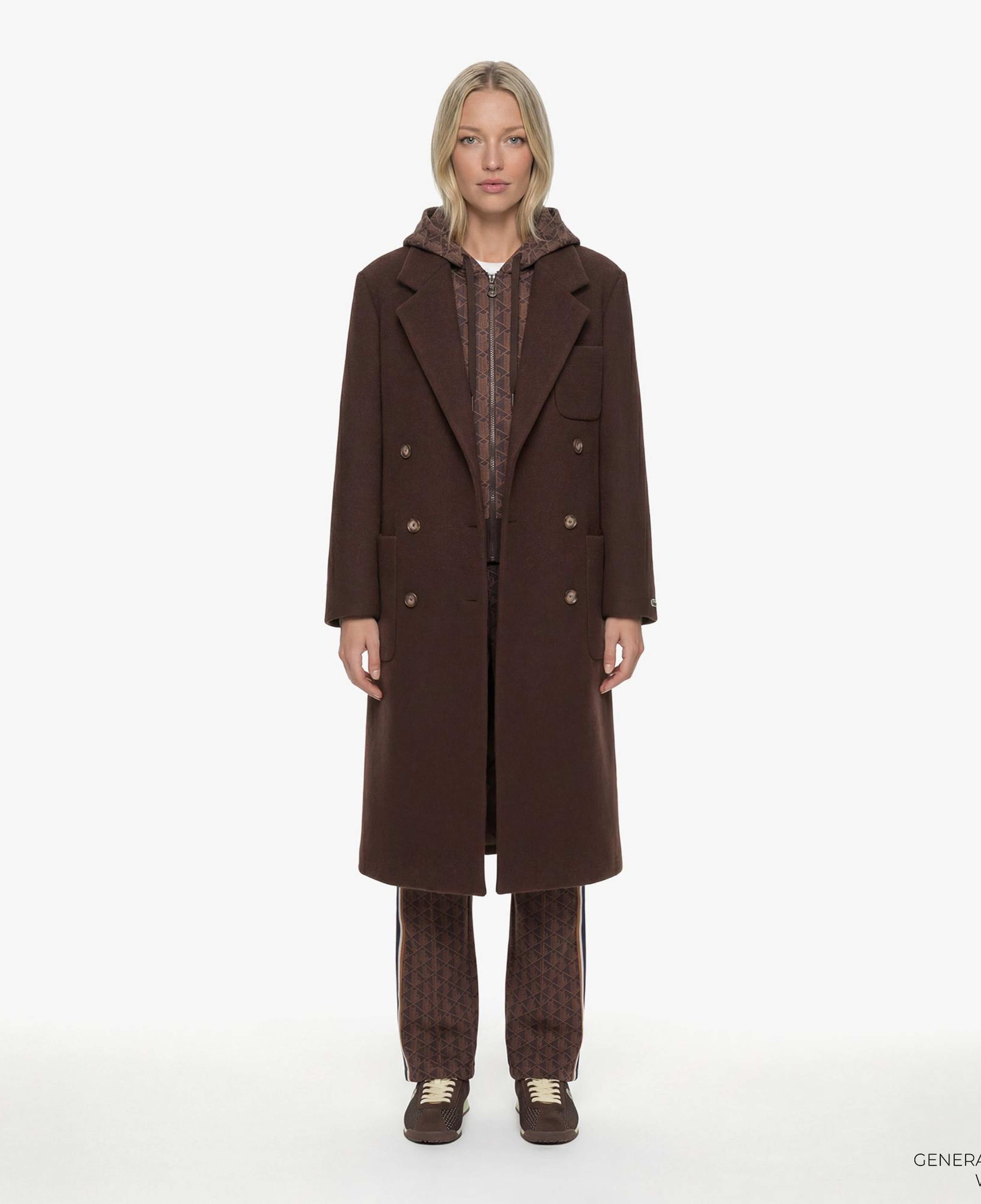 Lacoste Kadın Regular Fit Kapüşonlu Monogram Kahverengi Sweatshirt