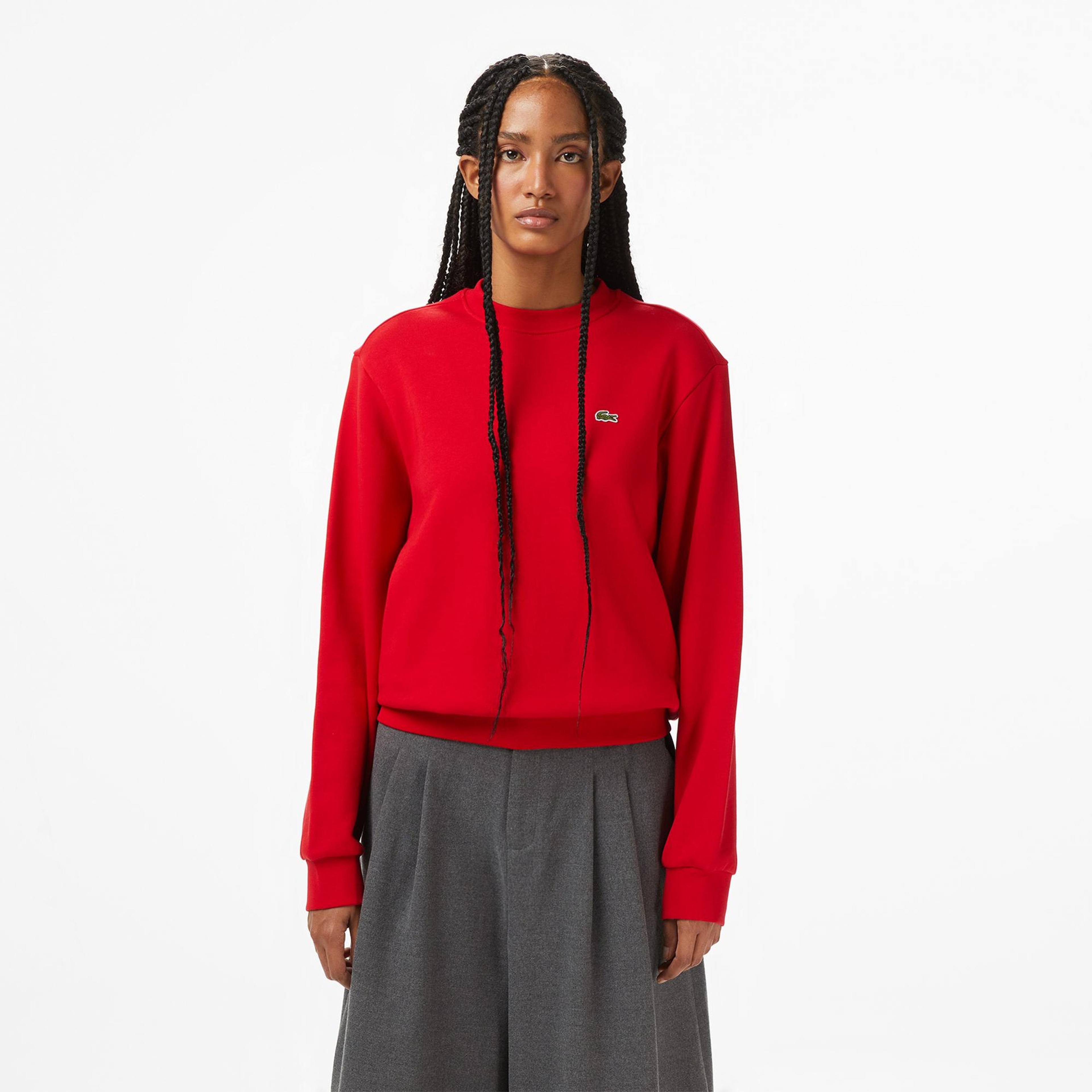 Lacoste Kadın Relaxed Fit Bisiklet Yaka Kırmızı Sweatshirt