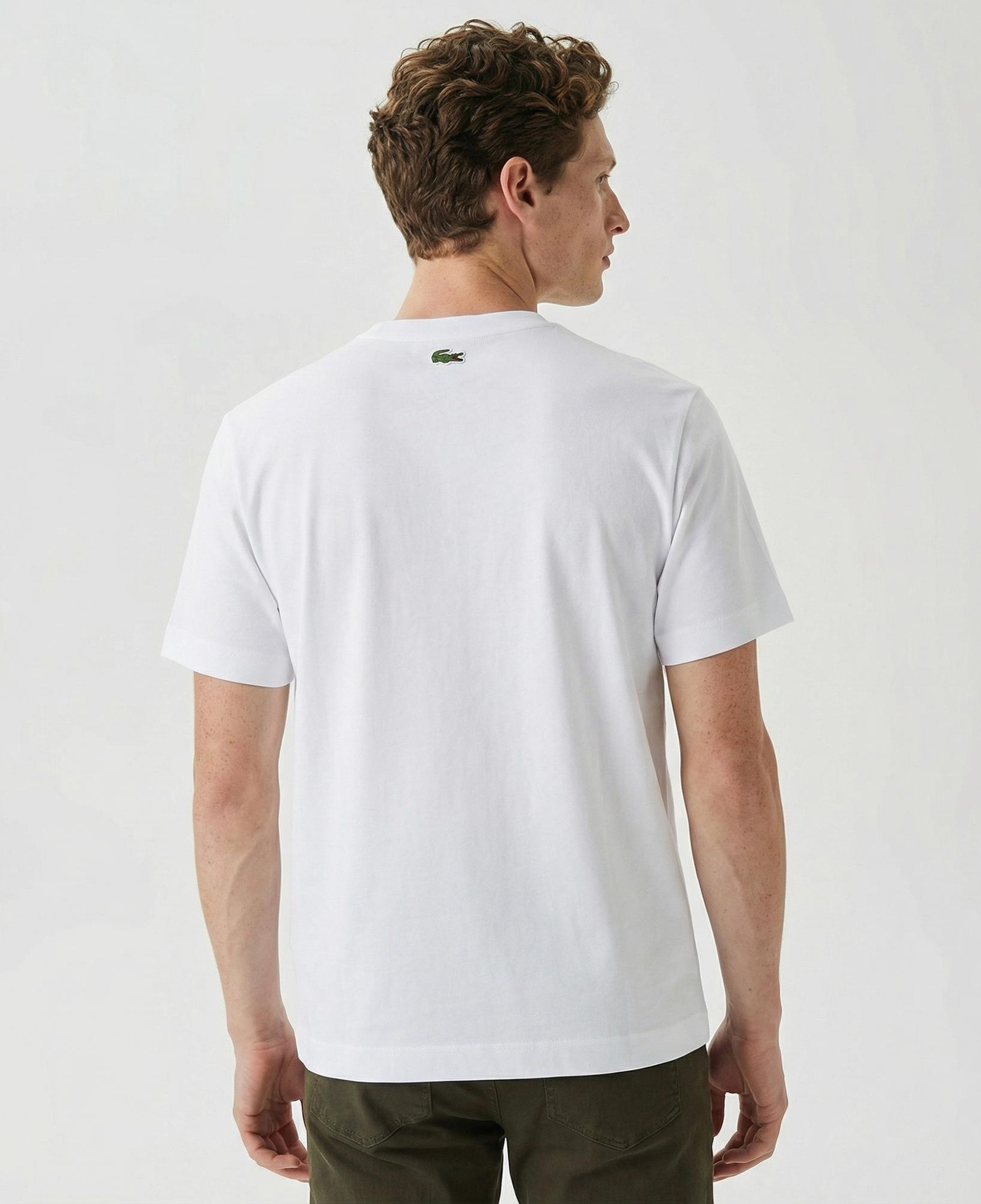 Lacoste Erkek Relaxed Fit Bisiklet Yaka Baskılı Beyaz T-Shirt