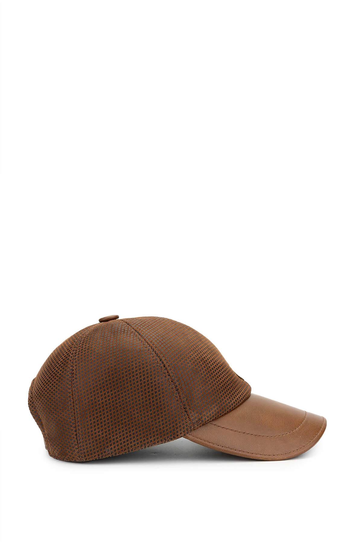 Tamer Tanca Erkek Deri & Tekstil Taba Beyzbol Şapka