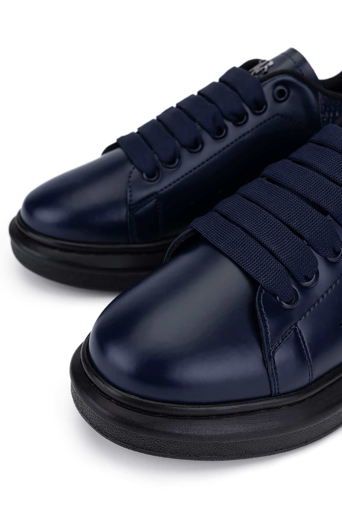 Tamer Tanca Erkek Suni Deri Lacivert Sneakers & Spor Ayakkabı