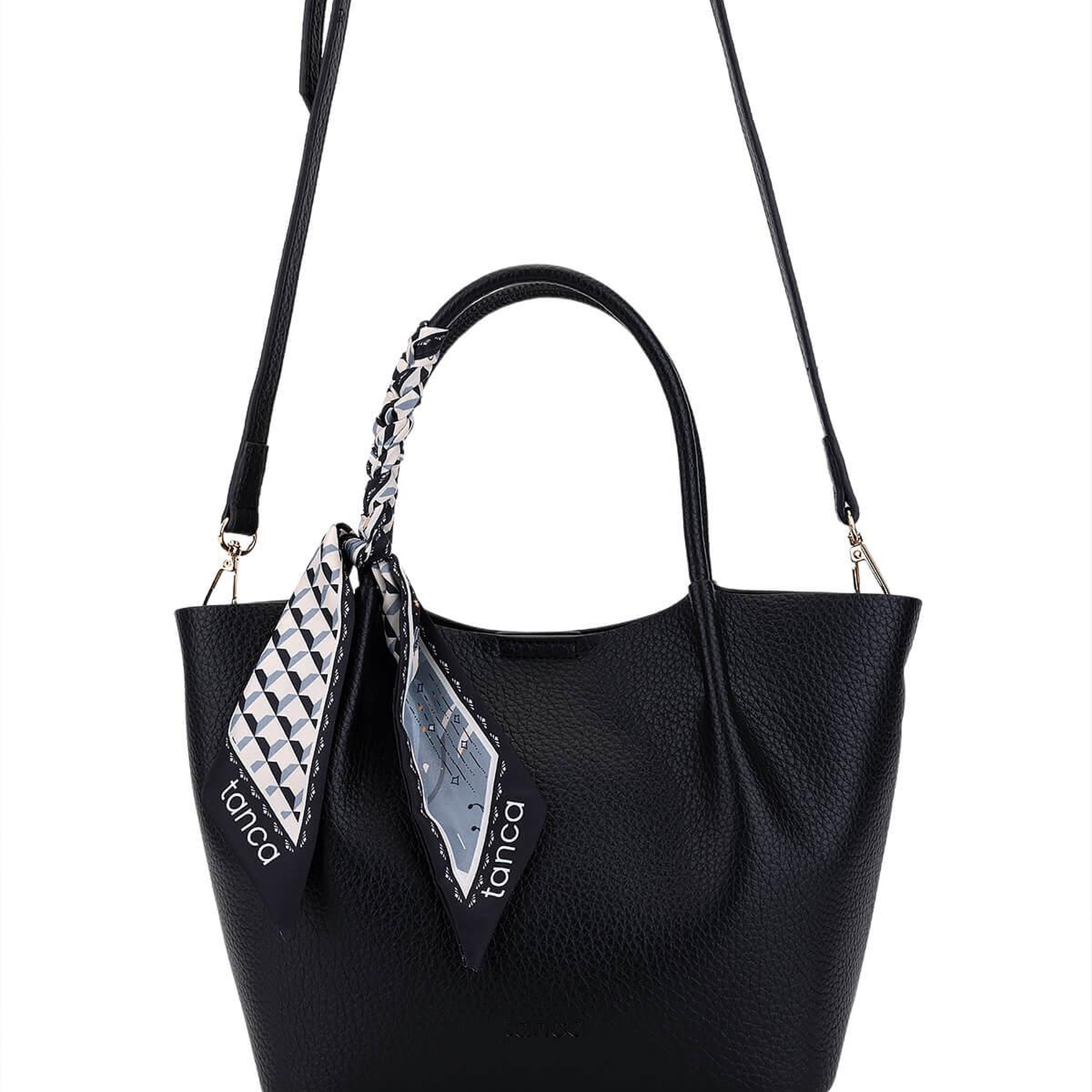 Tamer Tanca Kadın Suni Deri Siyah Kol Çantası