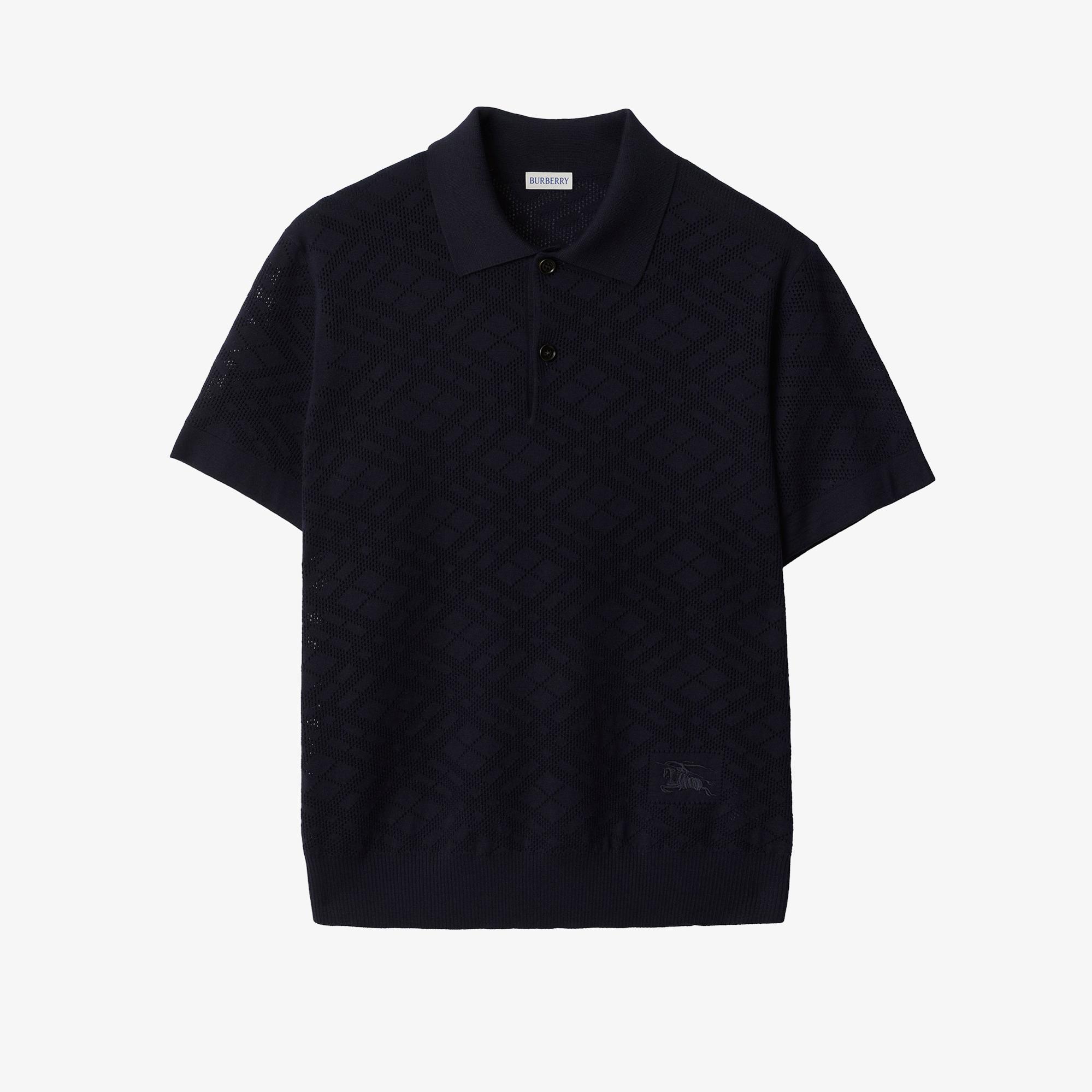 Burberry Check Wool Erkek Lacivert Polo