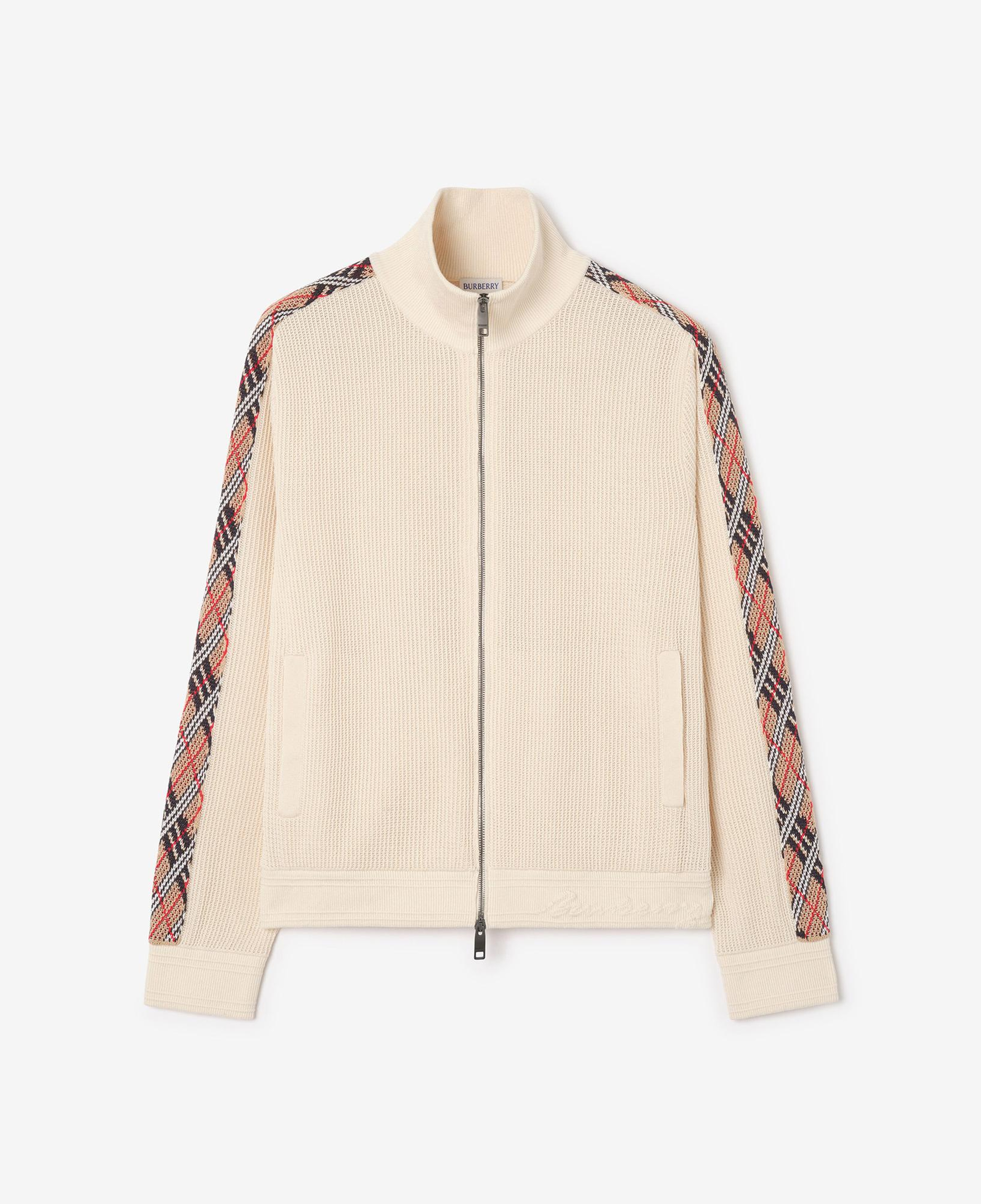 Burberry Check Trim Cotton Track Erkek Bej Hırka