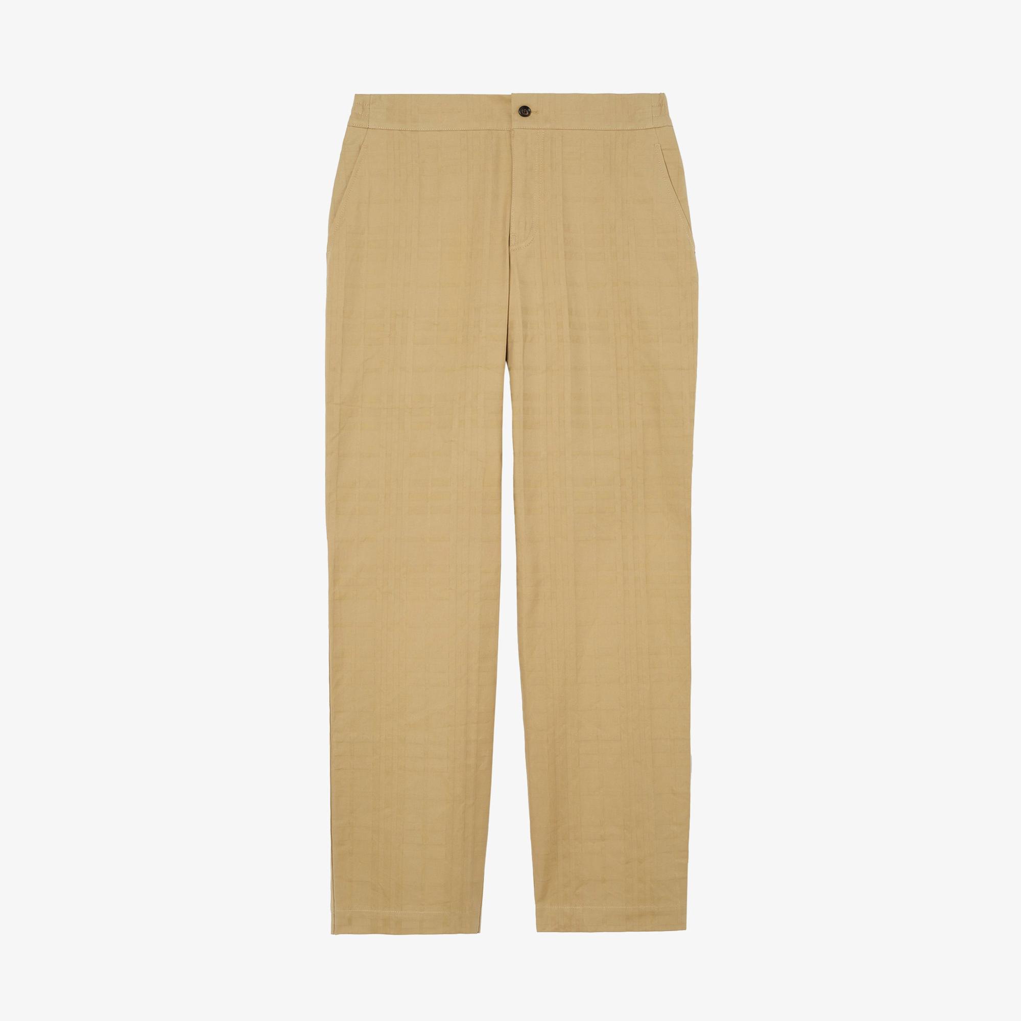 Burberry Textured Check Cotton Erkek Kahverengi Pantolon