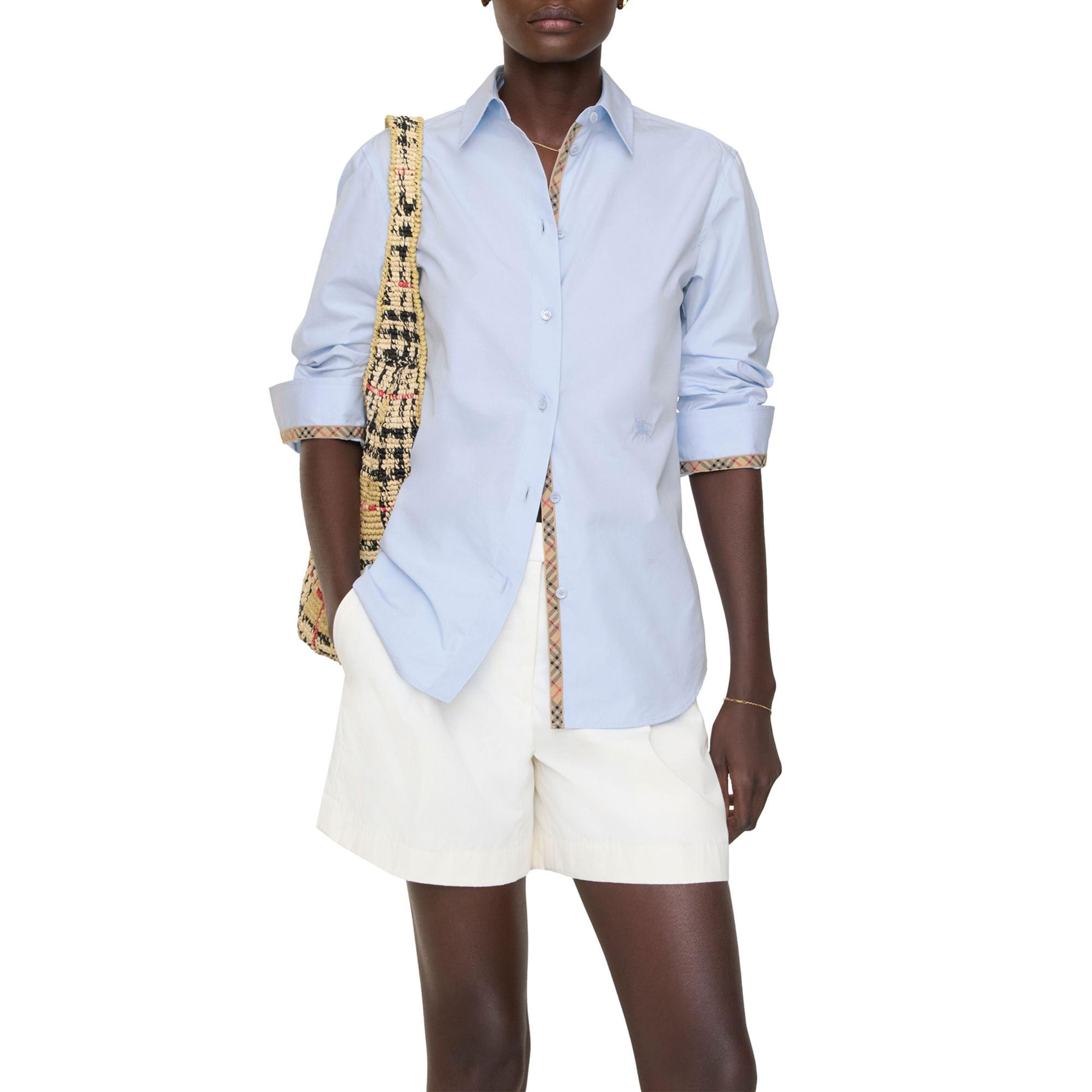 Burberry Regular Fit Cotton Poplin Formal Kadın Mavi Gömlek