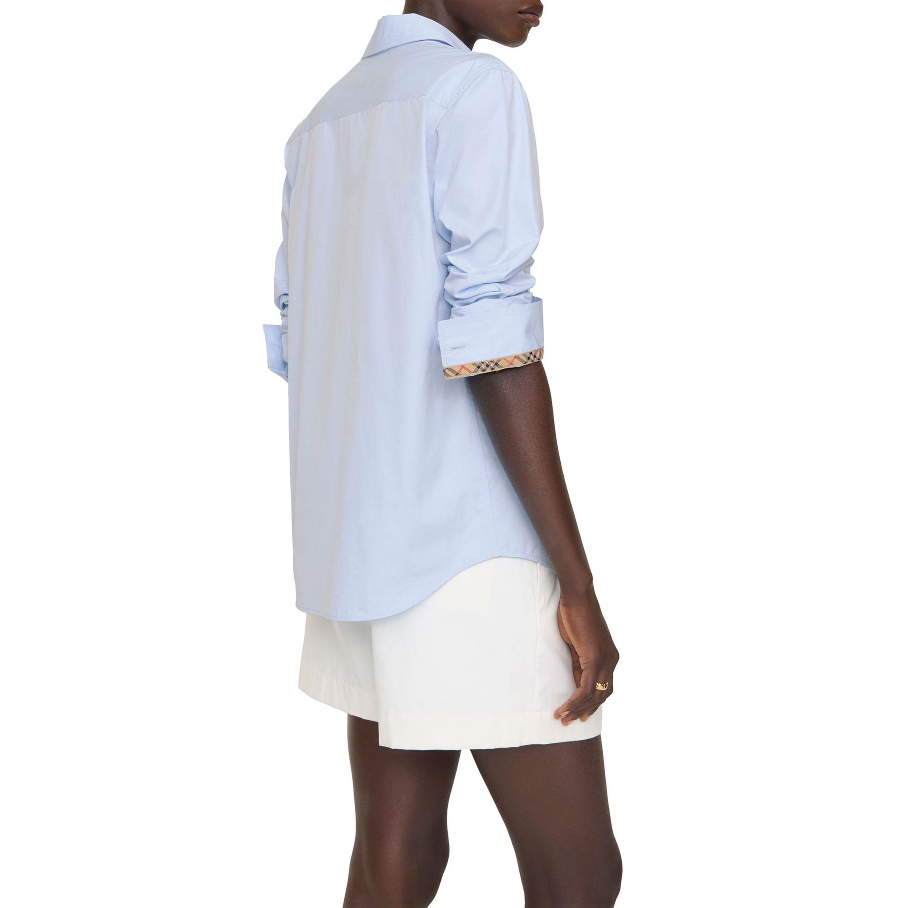 Burberry Regular Fit Cotton Poplin Formal Kadın Mavi Gömlek