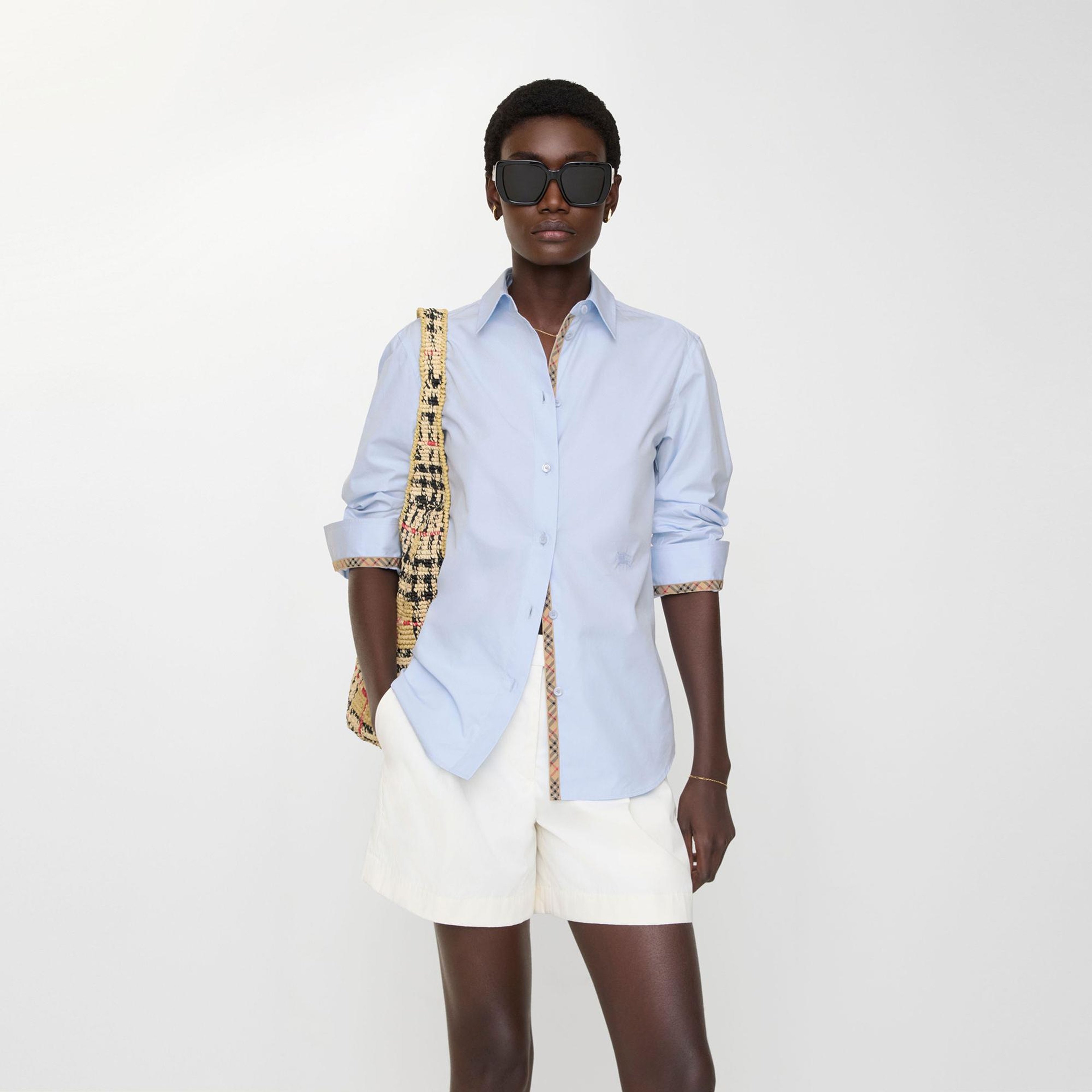 Burberry Regular Fit Cotton Poplin Formal Kadın Mavi Gömlek